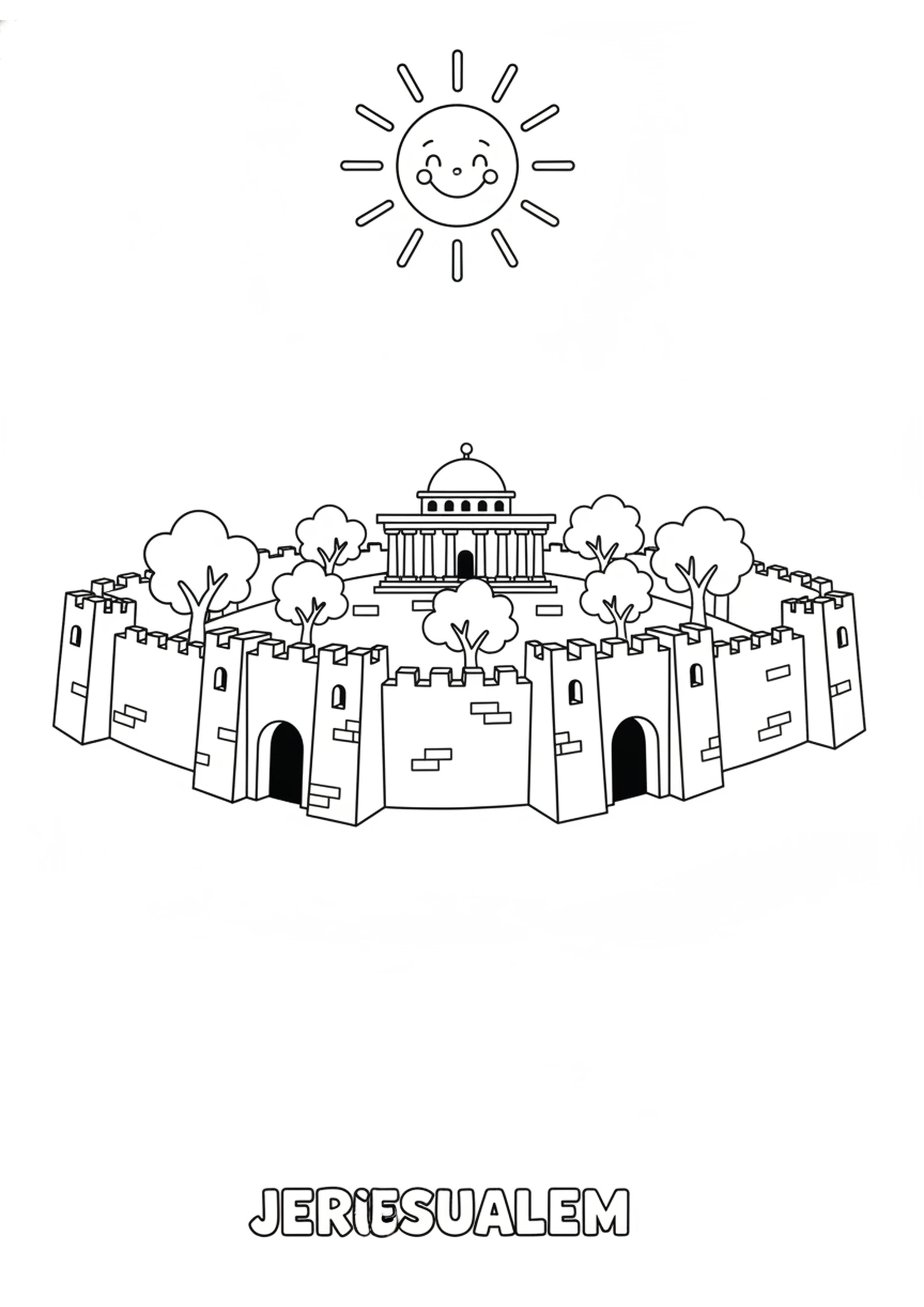 The Great City of Jerusalem — printable Bible coloring page from The Fall of Jerusalem — Exile to Babylon