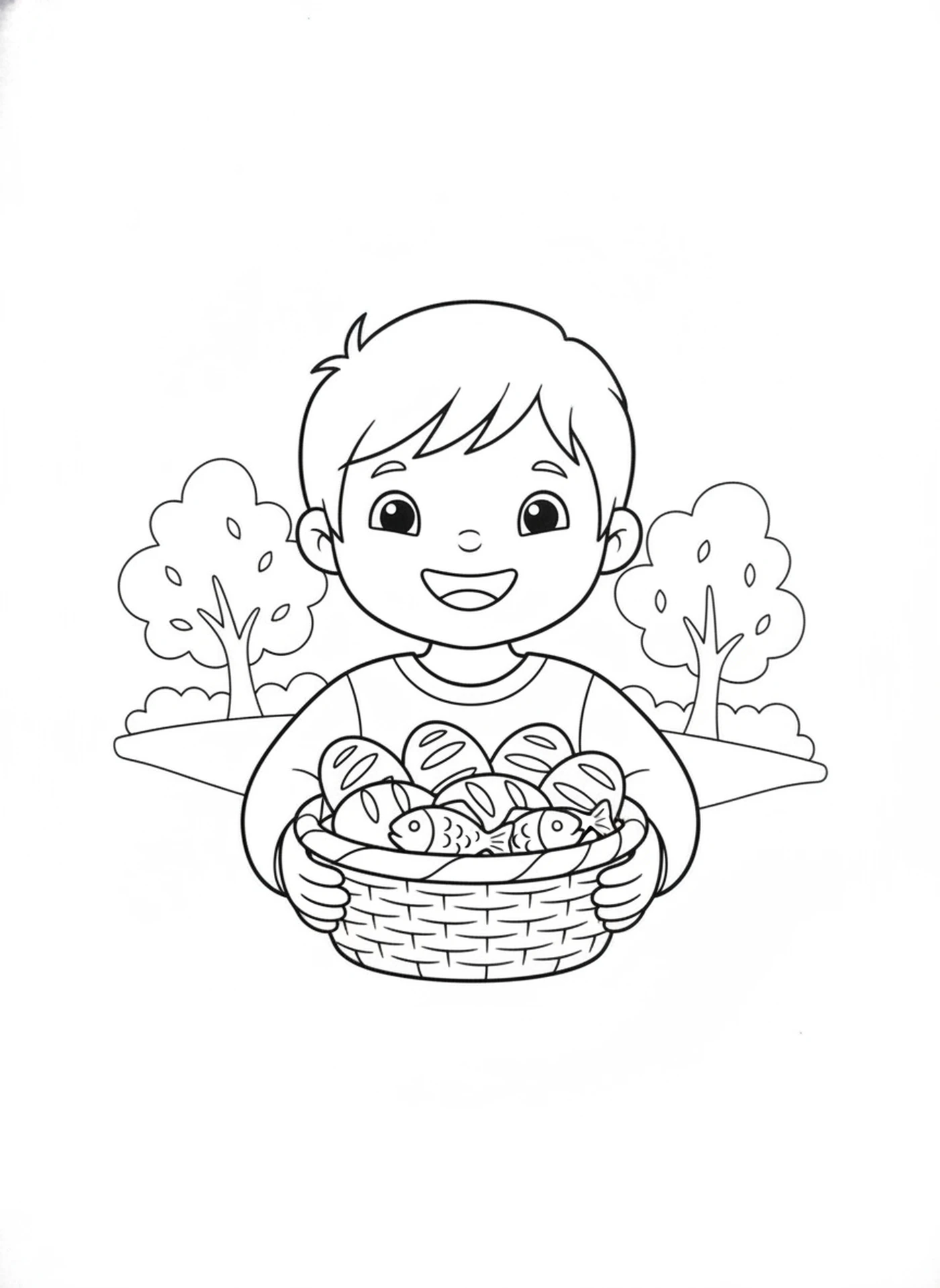 The Boy's Little Lunch — printable Bible coloring page from Jesus Feeds the 5000