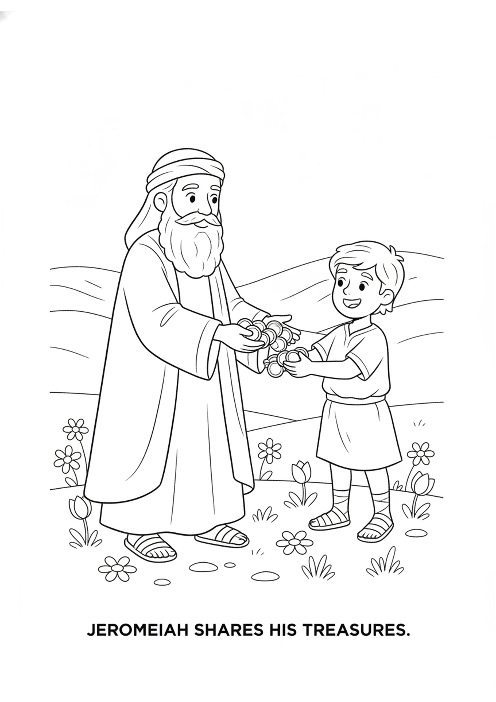 Jeremiah Buys the Field — printable Bible coloring page from Jeremiah Buys a Field of Hope