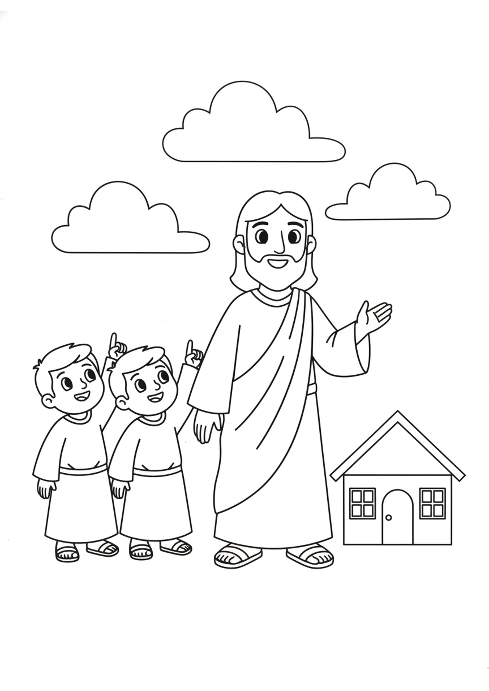 Jesus Teaches the Brothers — printable Bible coloring page from James and John Want Fire from Heaven