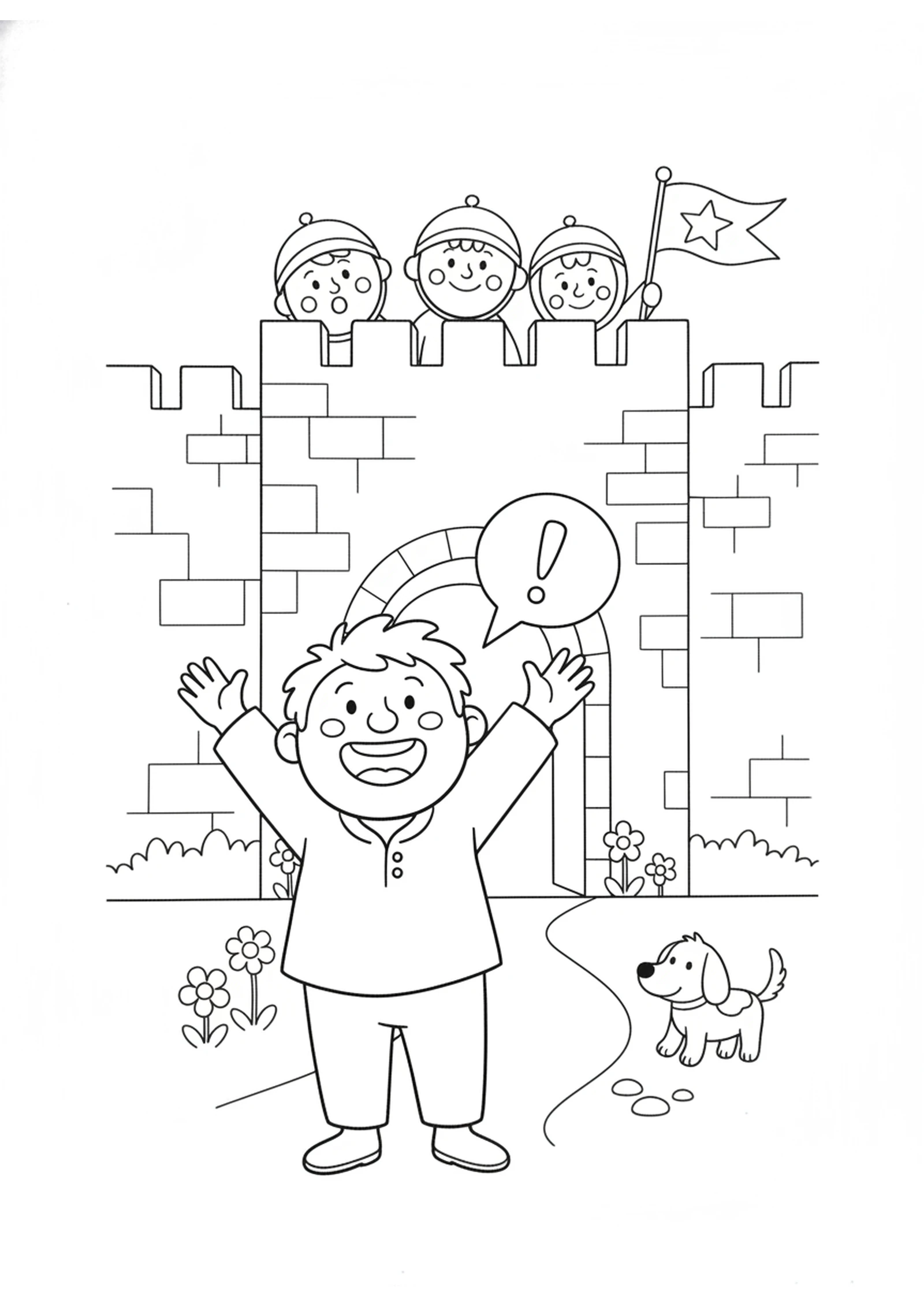 Sharing the Good News — printable Bible coloring page from The Four Lepers and the Empty Camp