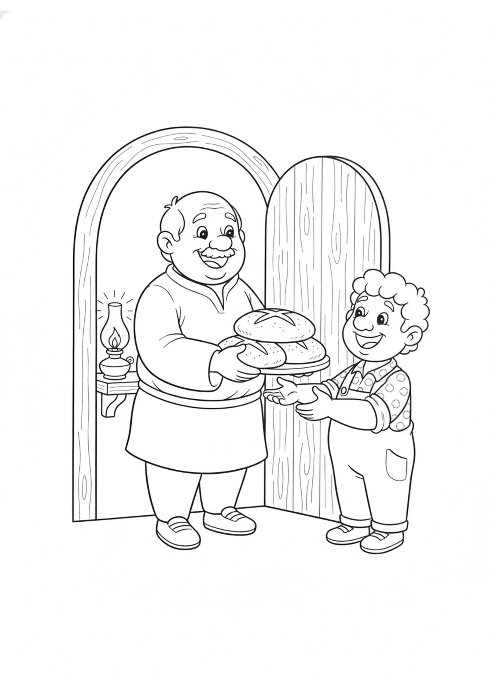 Bread for a Friend — printable Bible coloring page from The Friend at Midnight