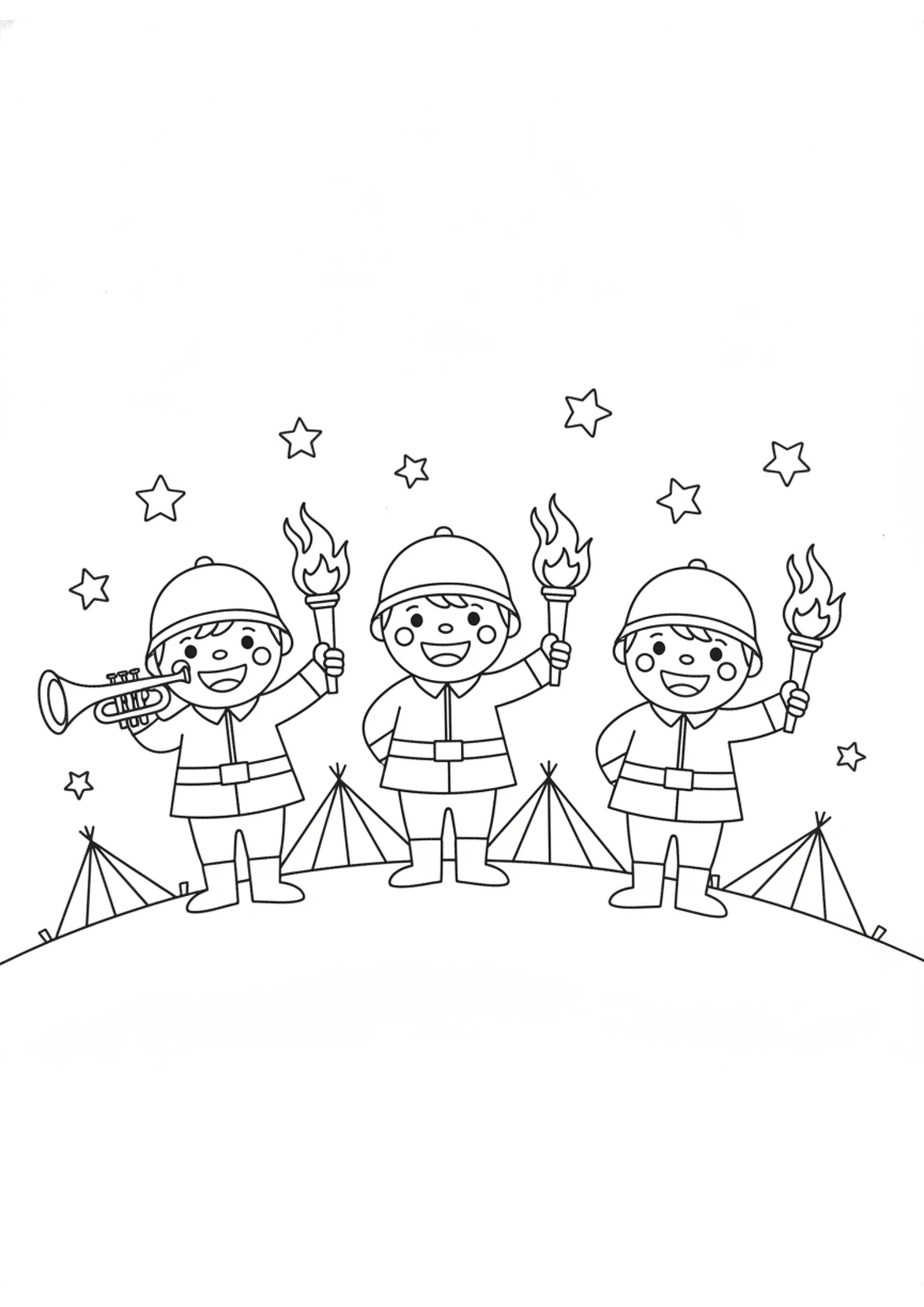 Torches in the Night — printable Bible coloring page from Gideon’s Three Hundred