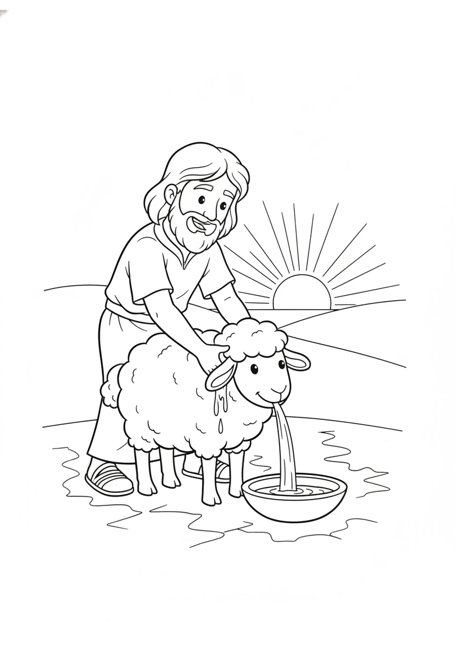 The Wet Fleece in the Morning — printable Bible coloring page from Gideon — The Fleece and the Call