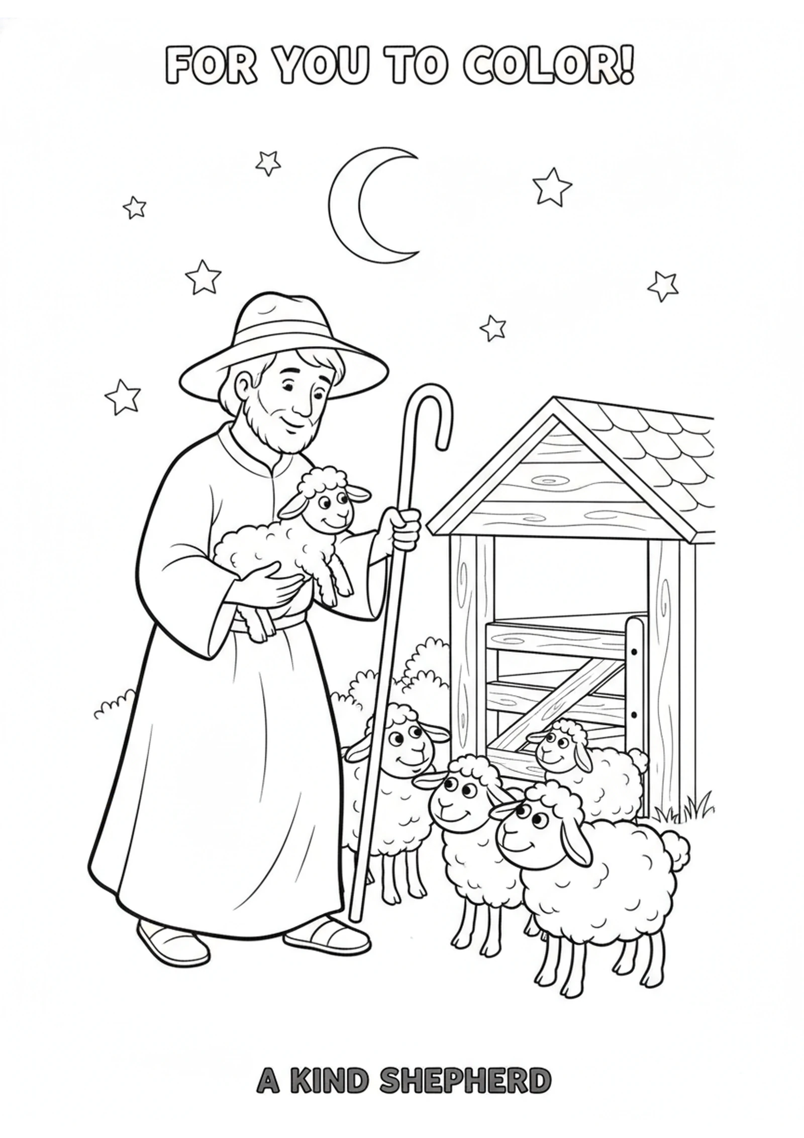The Little Lamb Comes Home — printable Bible coloring page from The Good Shepherd