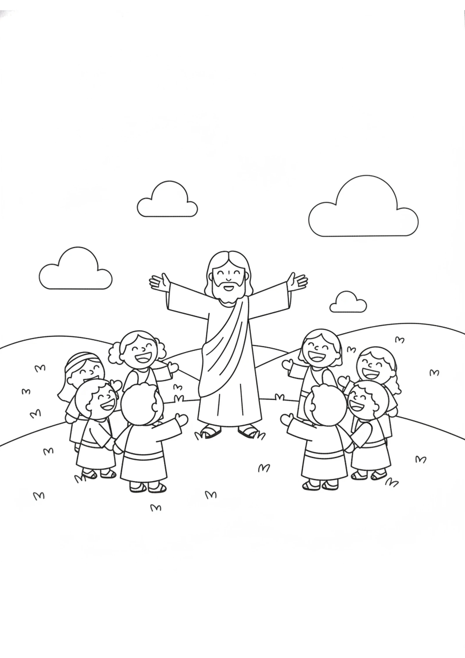 Jesus on the Hilltop — printable Bible coloring page from The Great Commission