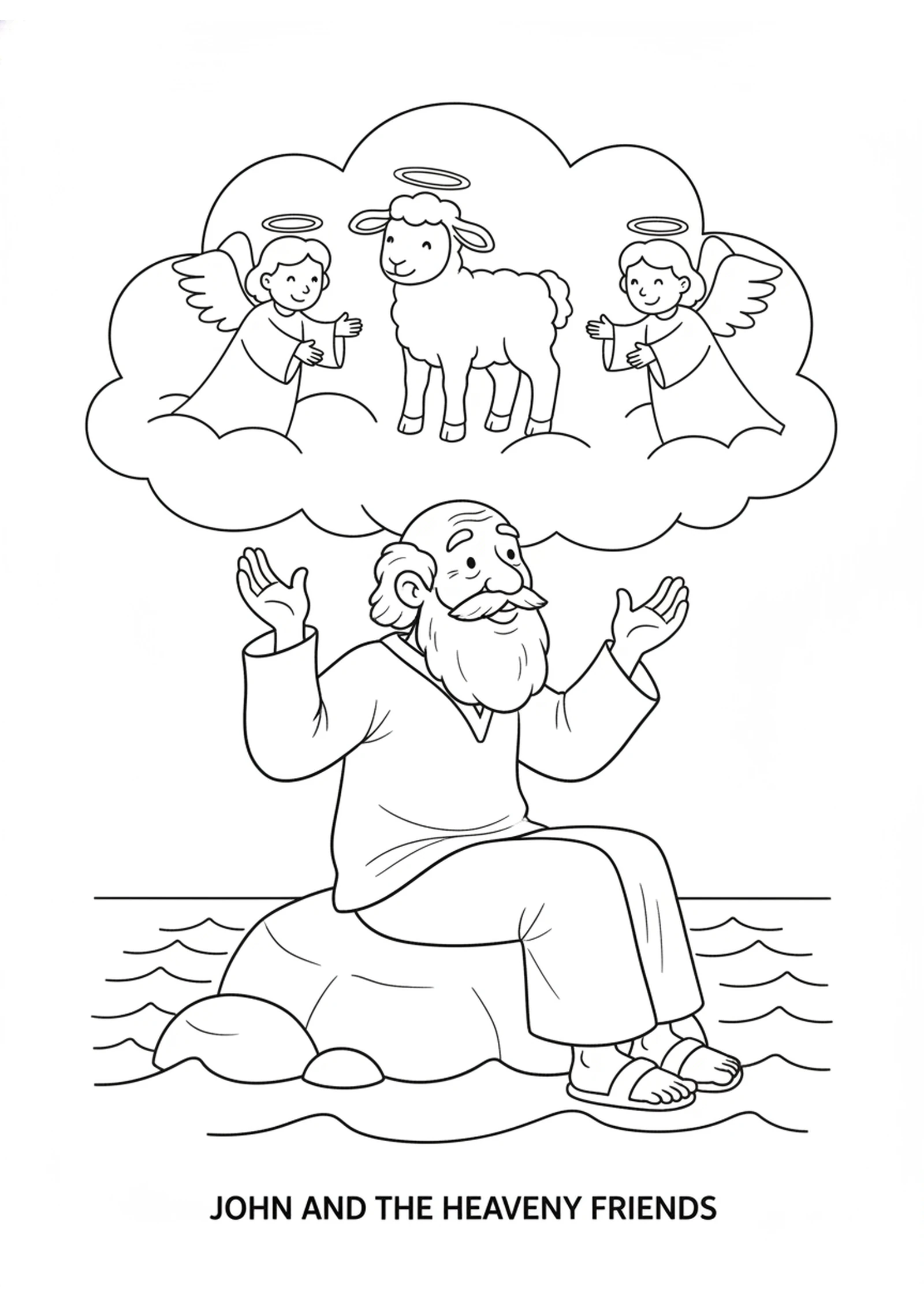 John Sees the Vision — printable Bible coloring page from The Crowd No One Could Count