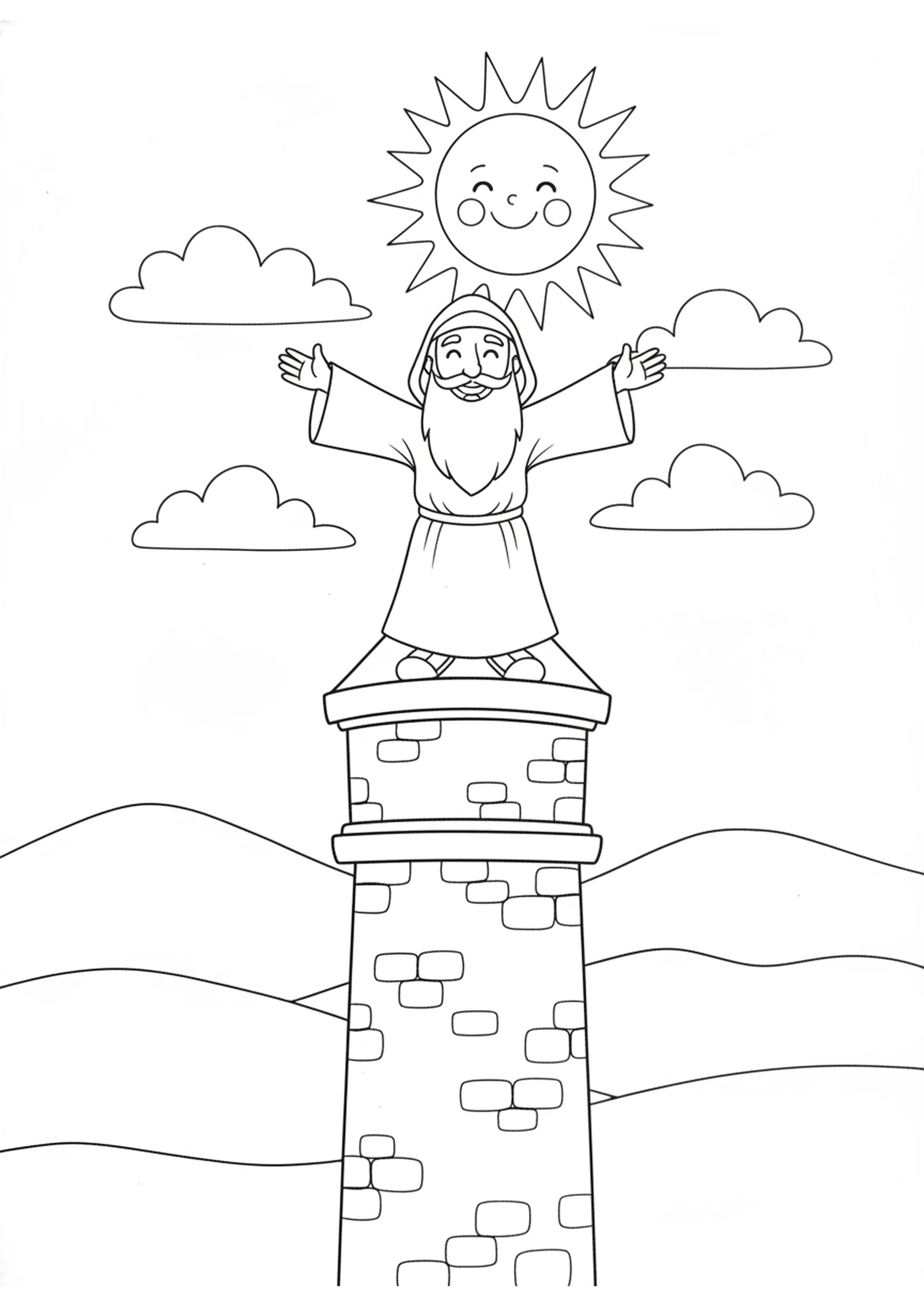Habakkuk on the Watchtower — printable Bible coloring page from Habakkuk’s Big Questions