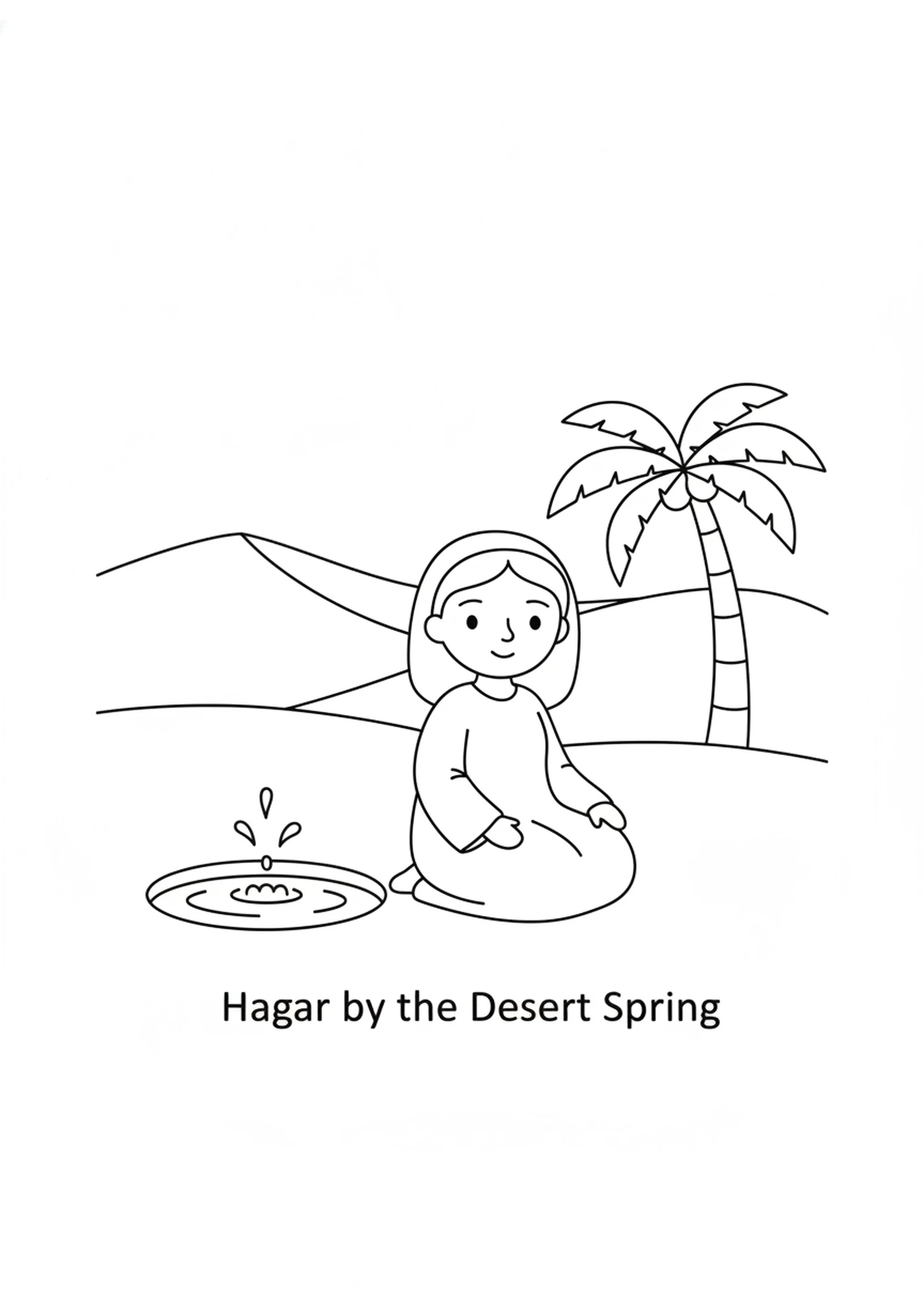 Hagar by the Desert Spring — printable Bible coloring page from Hagar and the God Who Sees Me