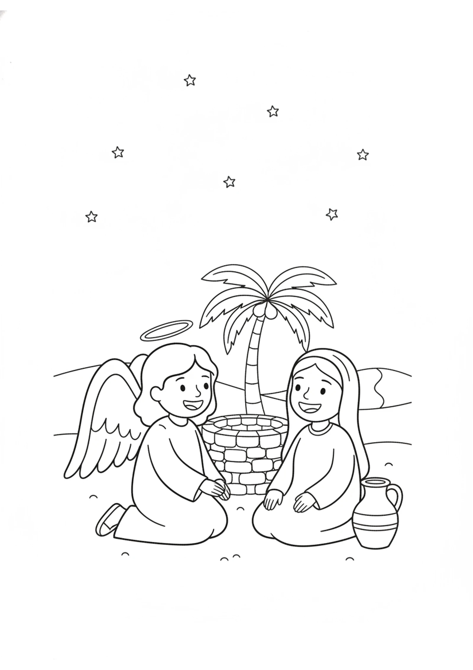 The Kind Angel's Good News — printable Bible coloring page from Hagar and the God Who Sees Me