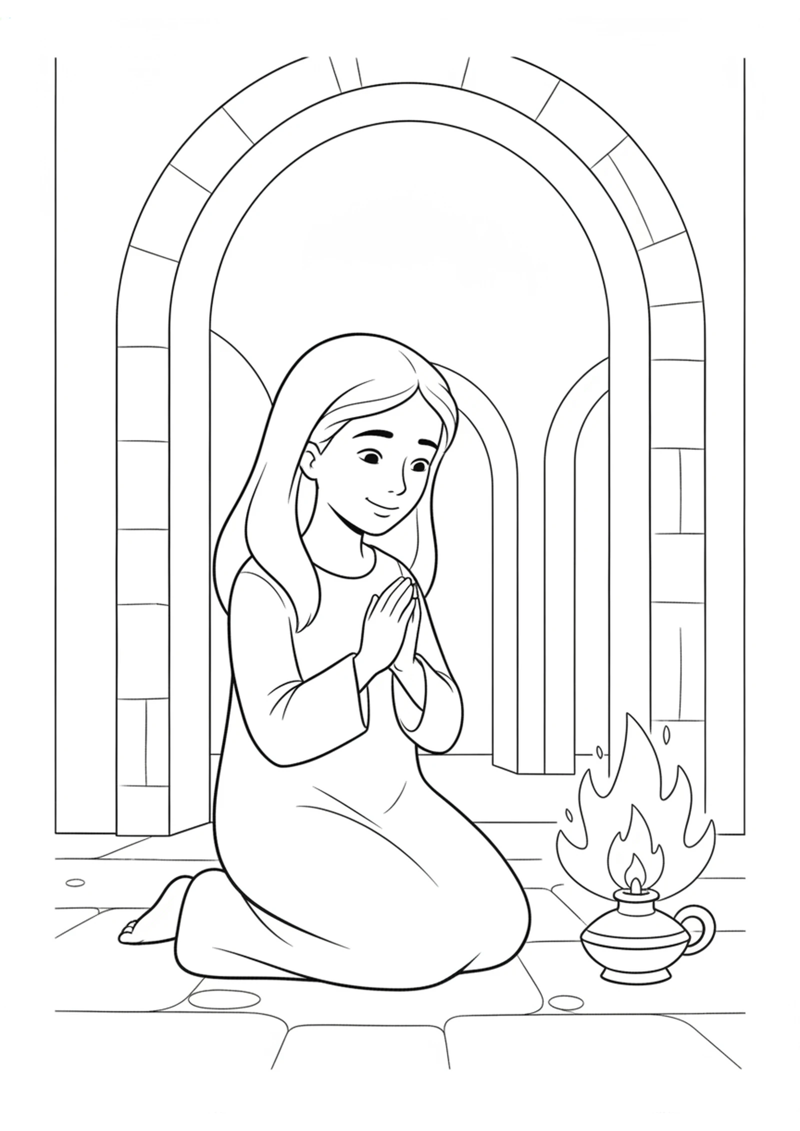 Hannah Prays at God's House — printable Bible coloring page from Hannah Prays for a Son