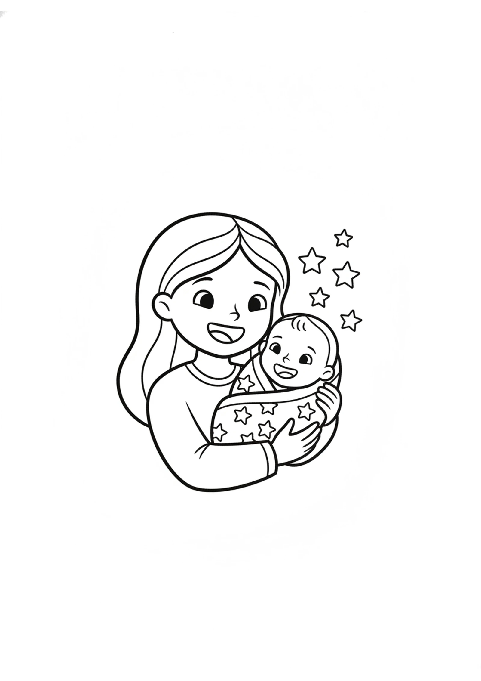 Hannah and Baby Samuel — printable Bible coloring page from Hannah Prays for a Son