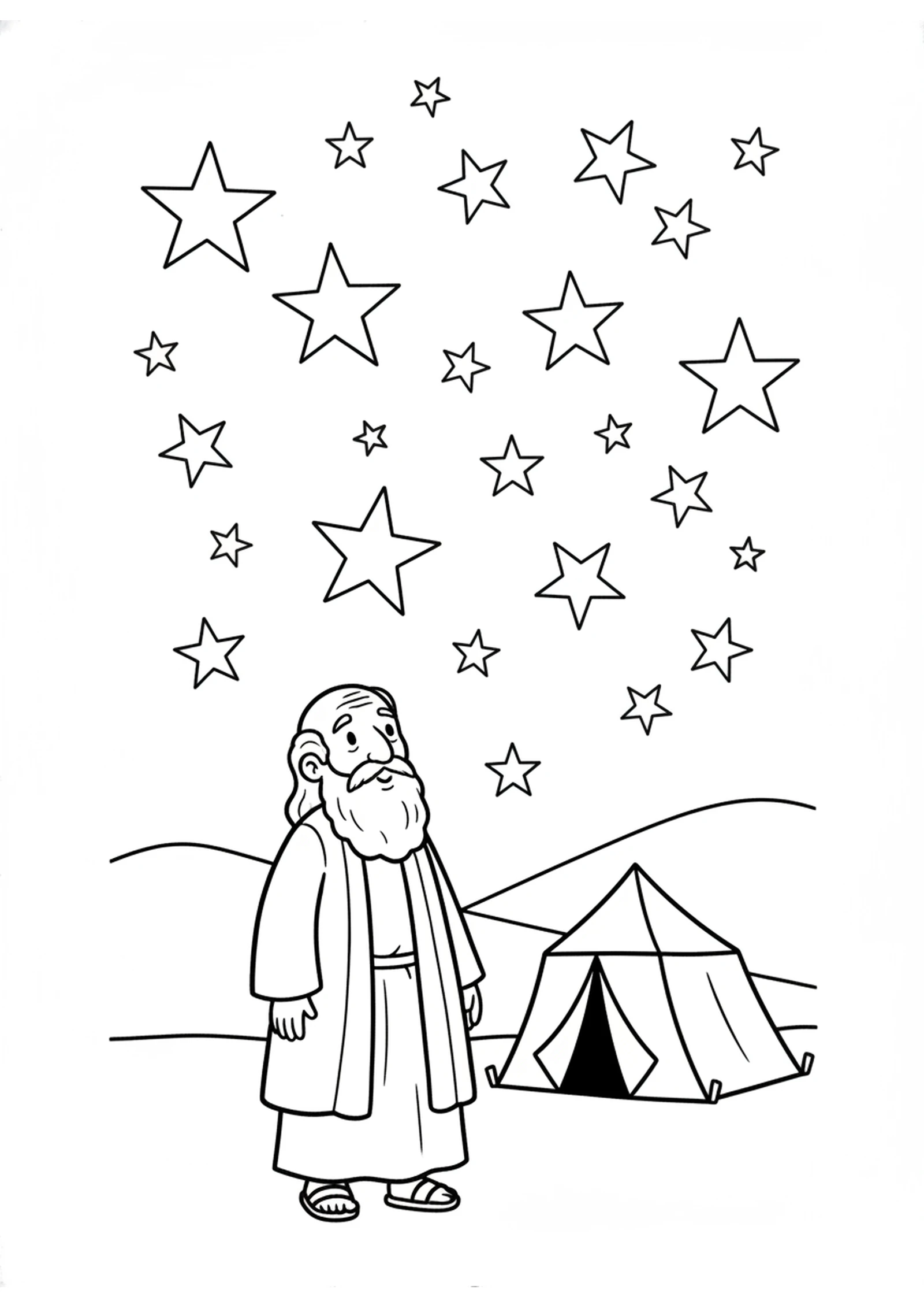 Abraham Counting the Stars — printable Bible coloring page from Heroes of Faith