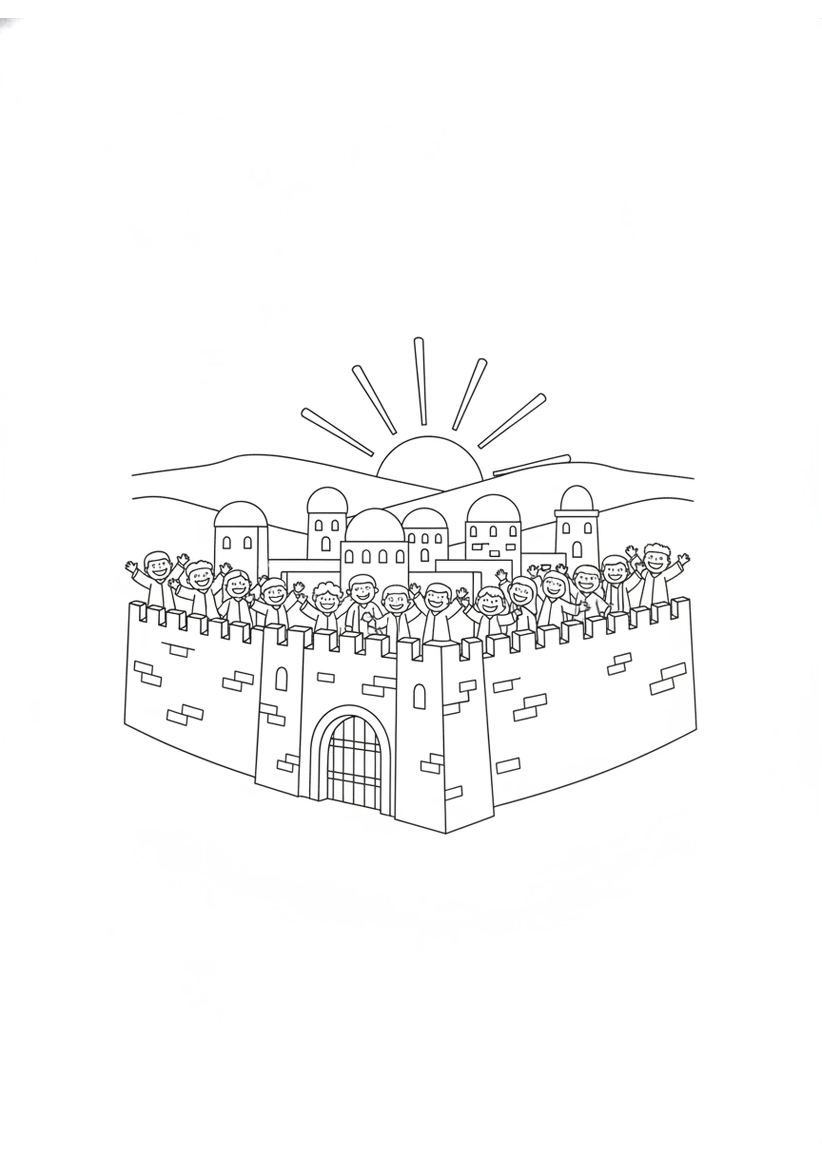 The City of Jerusalem Is Safe — printable Bible coloring page from Hezekiah Spreads the Letter Before God