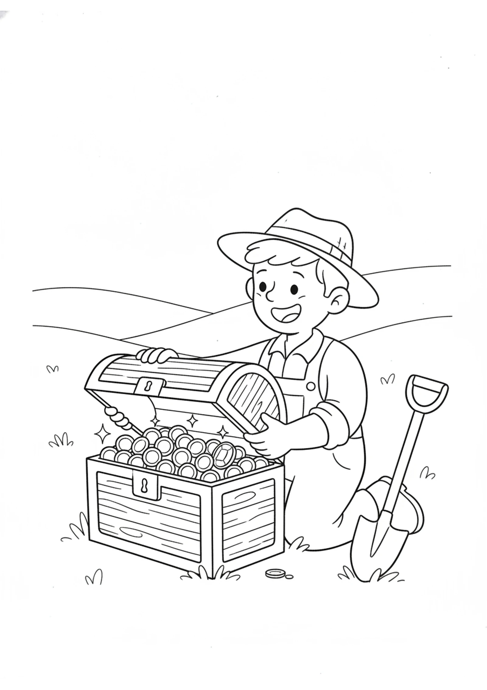 The Treasure in the Field — printable Bible coloring page from The Hidden Treasure