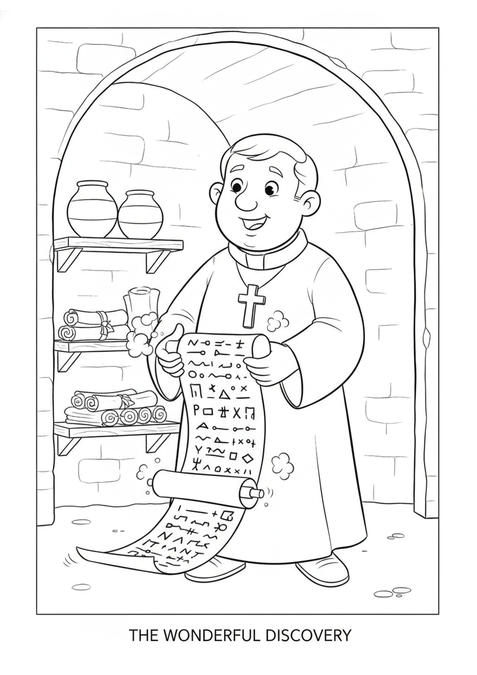 The Forgotten Scroll — printable Bible coloring page from Huldah, the Prophetess the King Trusted