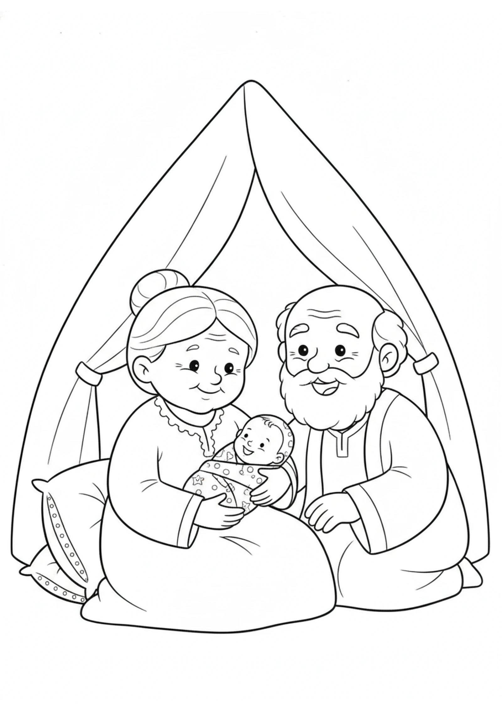 Baby Isaac Is Born — printable Bible coloring page from Isaac Is Born — Laughter at Last