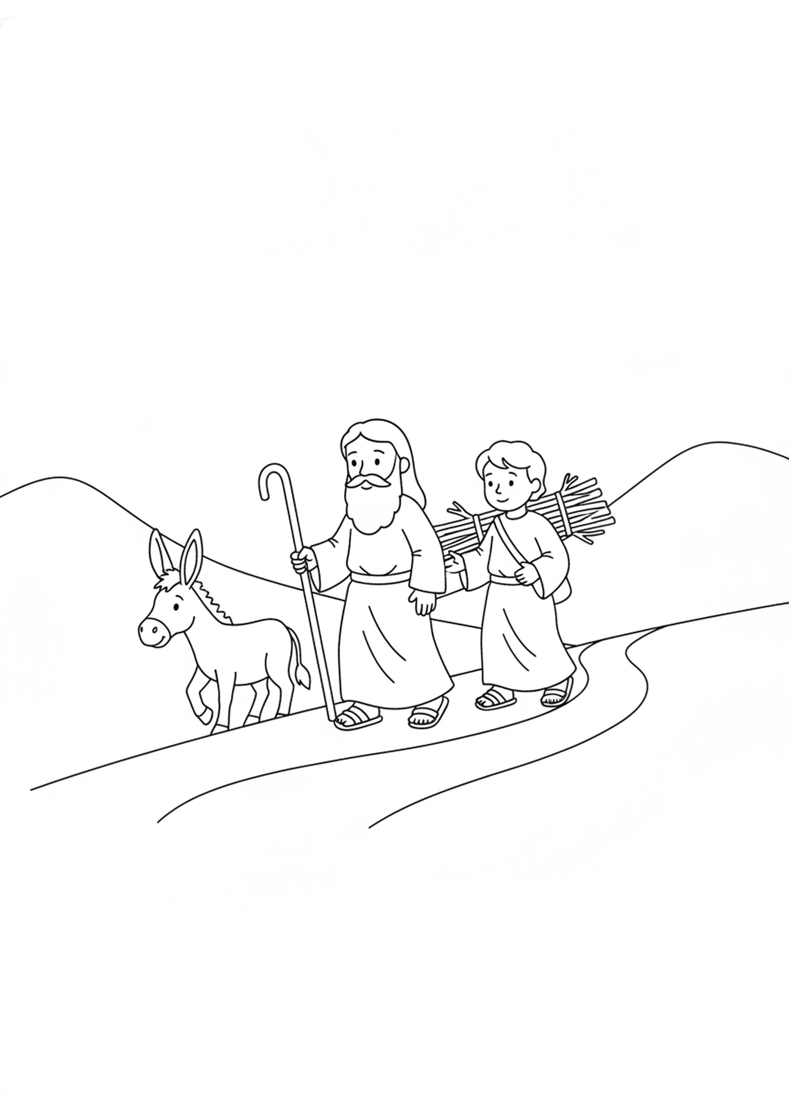 Climbing the Mountain Together — printable Bible coloring page from Abraham Offers Isaac — God Provides