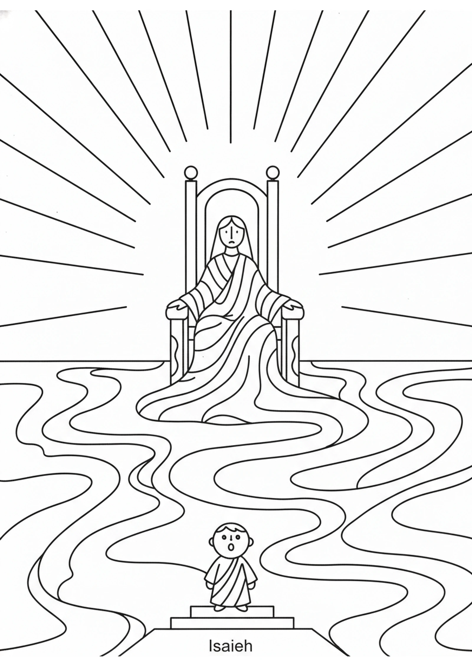 God on the Shining Throne — printable Bible coloring page from Isaiah’s Vision in the Temple