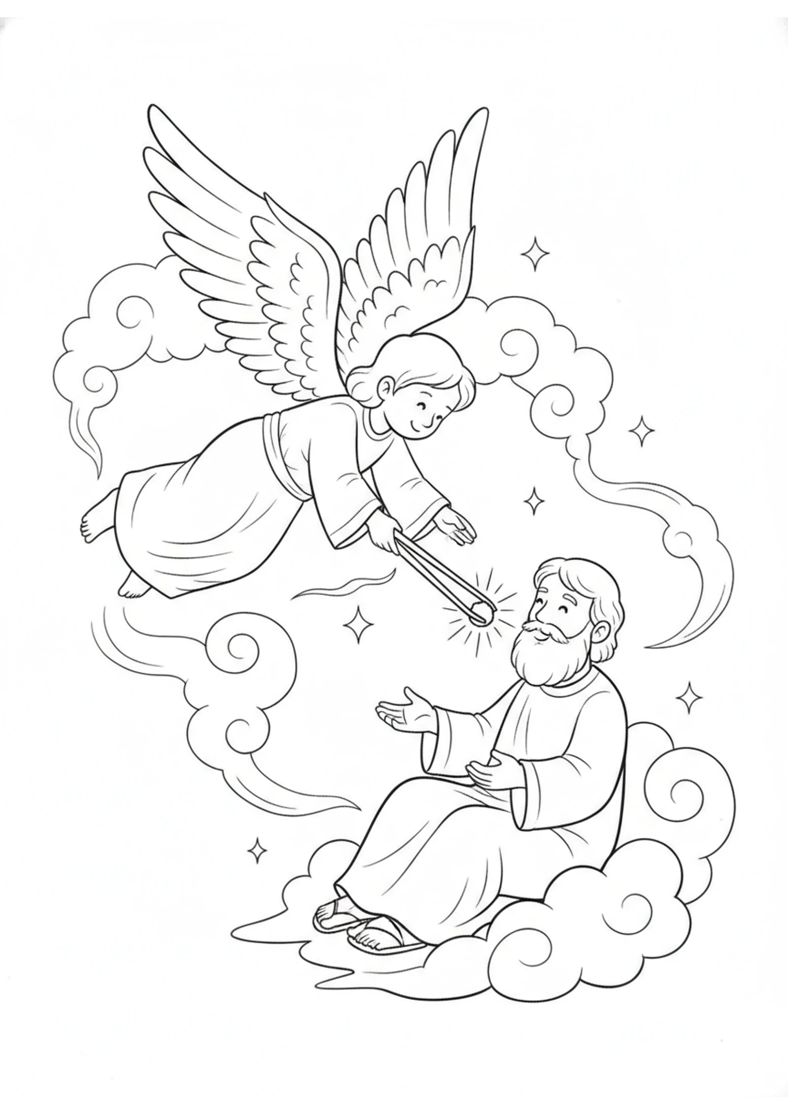 The Angel and the Glowing Coal — printable Bible coloring page from Isaiah’s Vision in the Temple