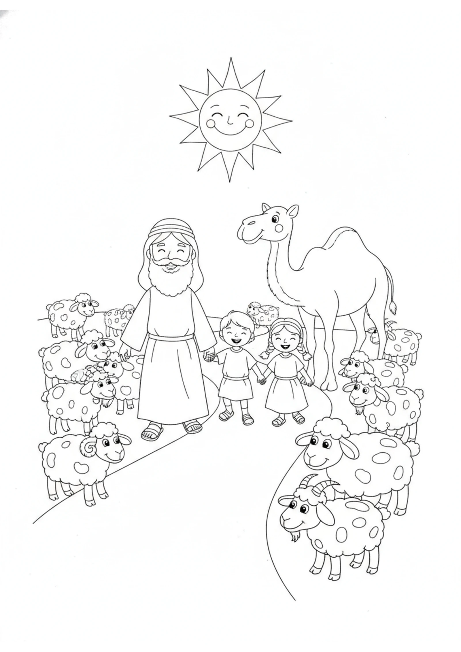 Jacob Sets Off for Home — printable Bible coloring page from God Makes Jacob’s Flocks Grow