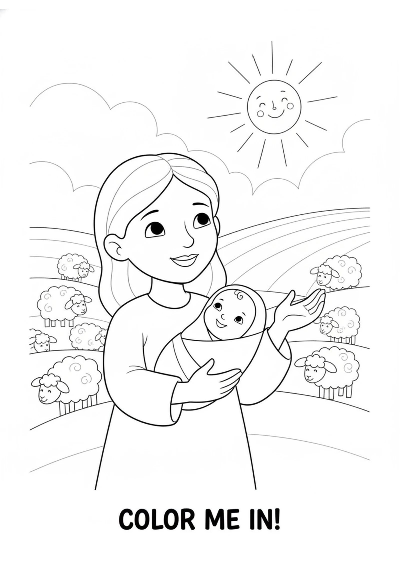 Leah Praises God — printable Bible coloring page from Jacob, Leah and Rachel