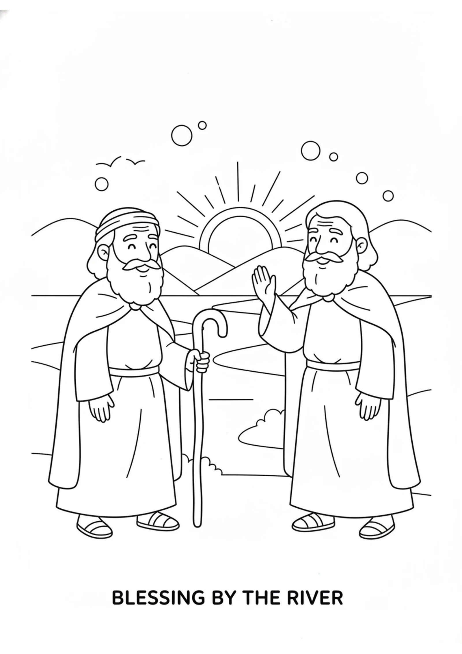 Jacob's New Name — printable Bible coloring page from Jacob Wrestles with God
