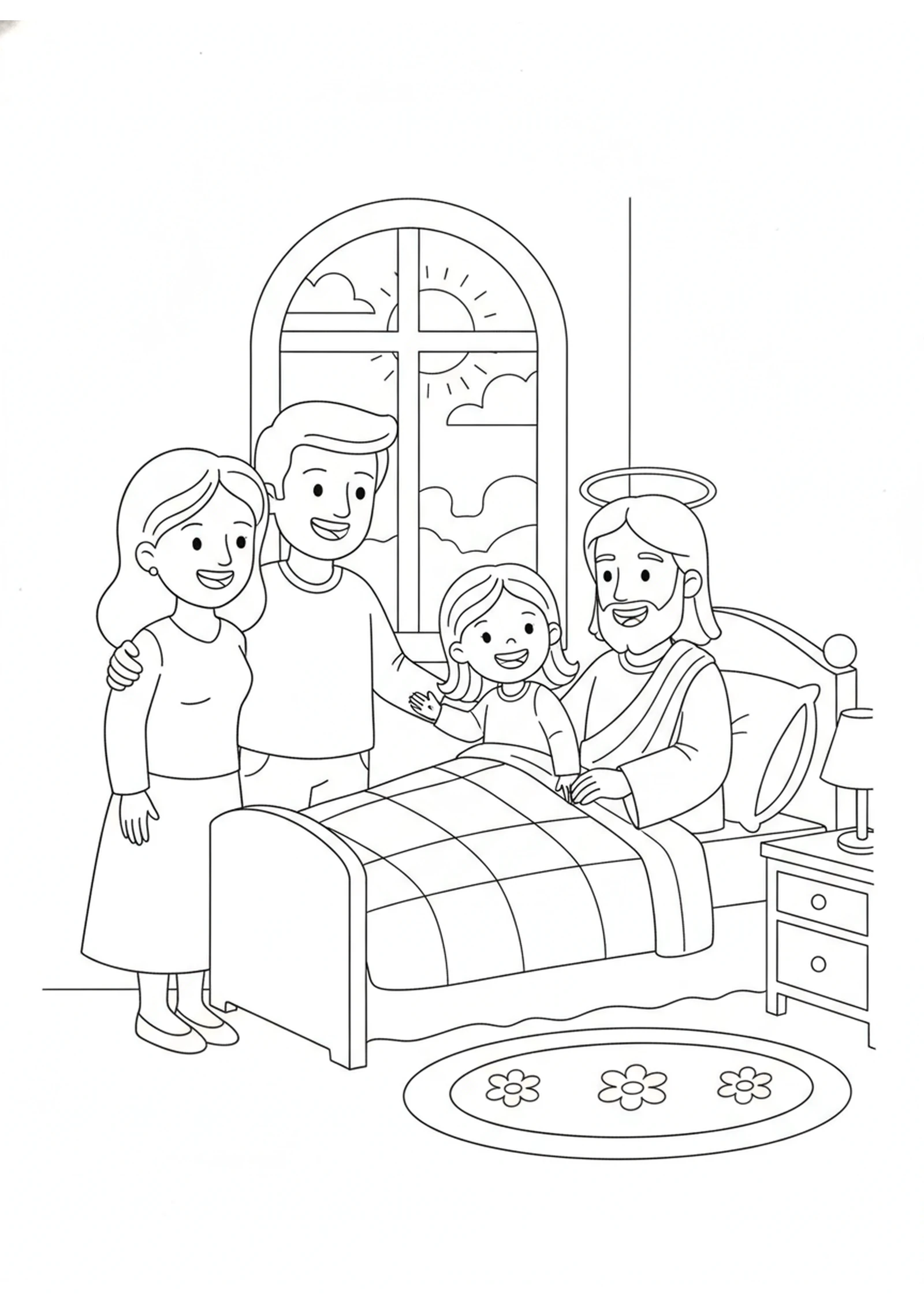 Jairus Asks for Help — printable Bible coloring page from Jairus’s Daughter Raised to Life