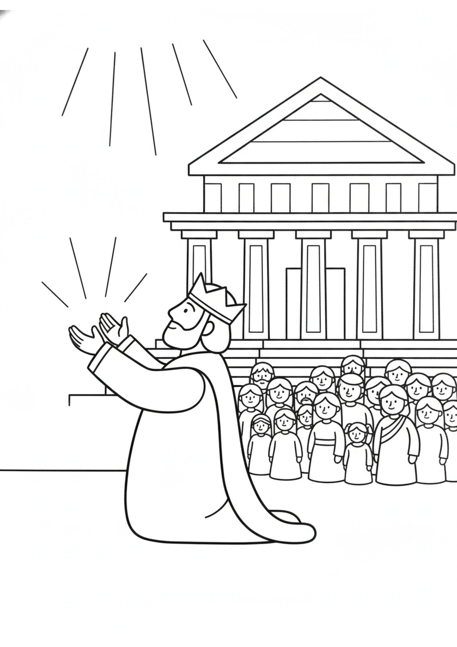The King Prays to God — printable Bible coloring page from Jehoshaphat’s Choir Wins the Battle