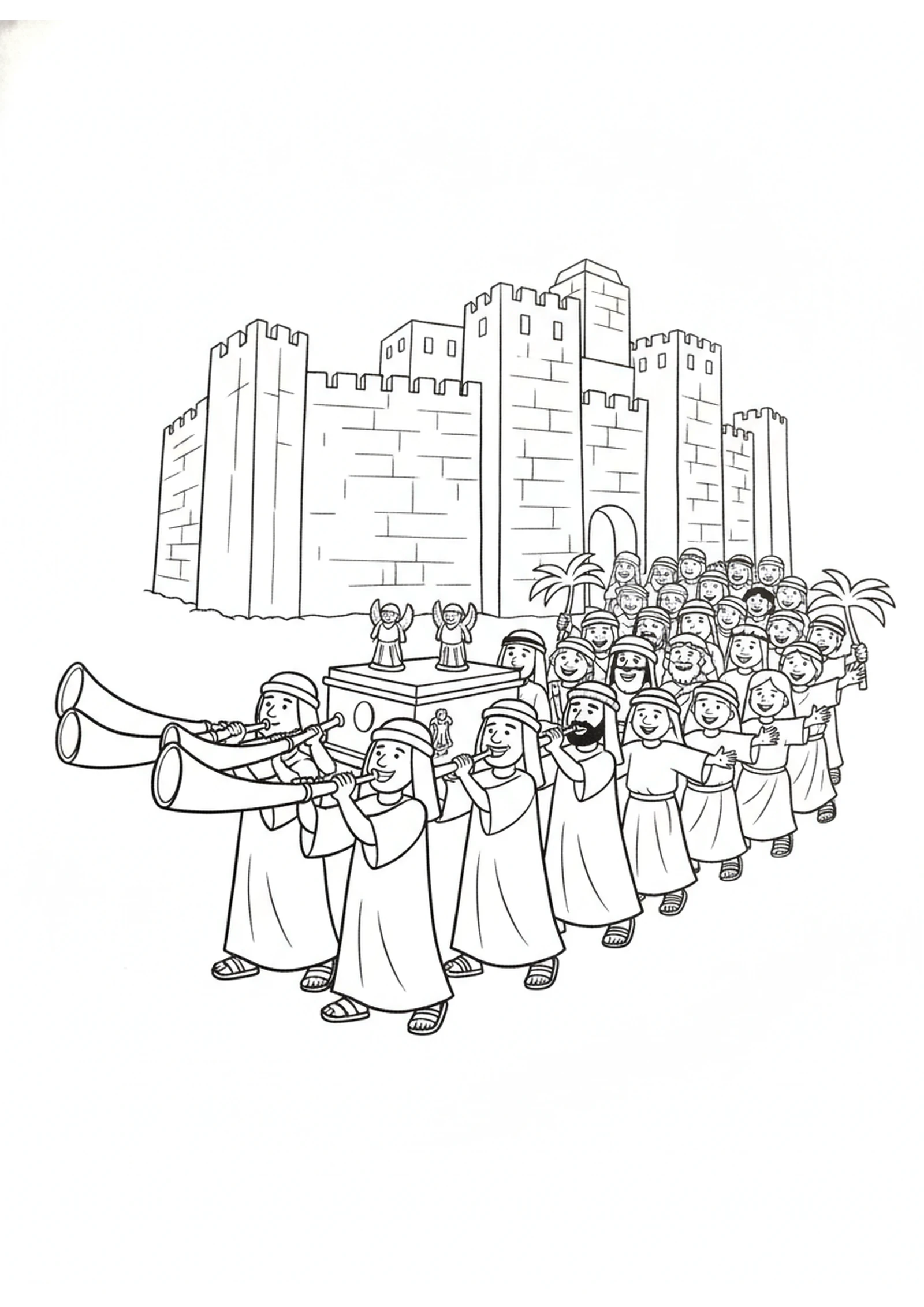 Marching Around Jericho — printable Bible coloring page from The Battle of Jericho