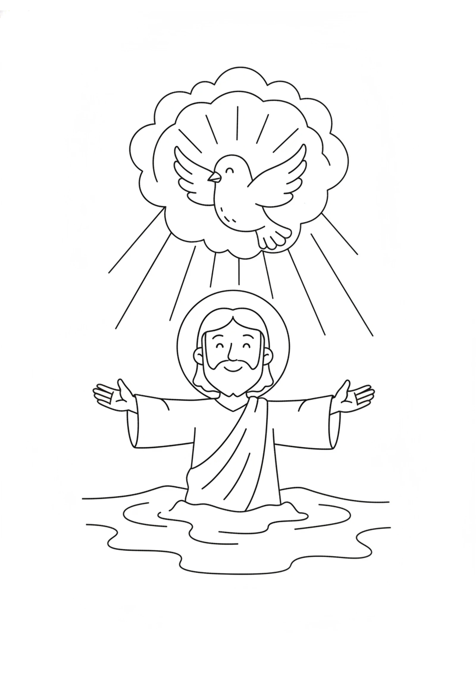 The Dove From Heaven — printable Bible coloring page from Jesus Is Baptized