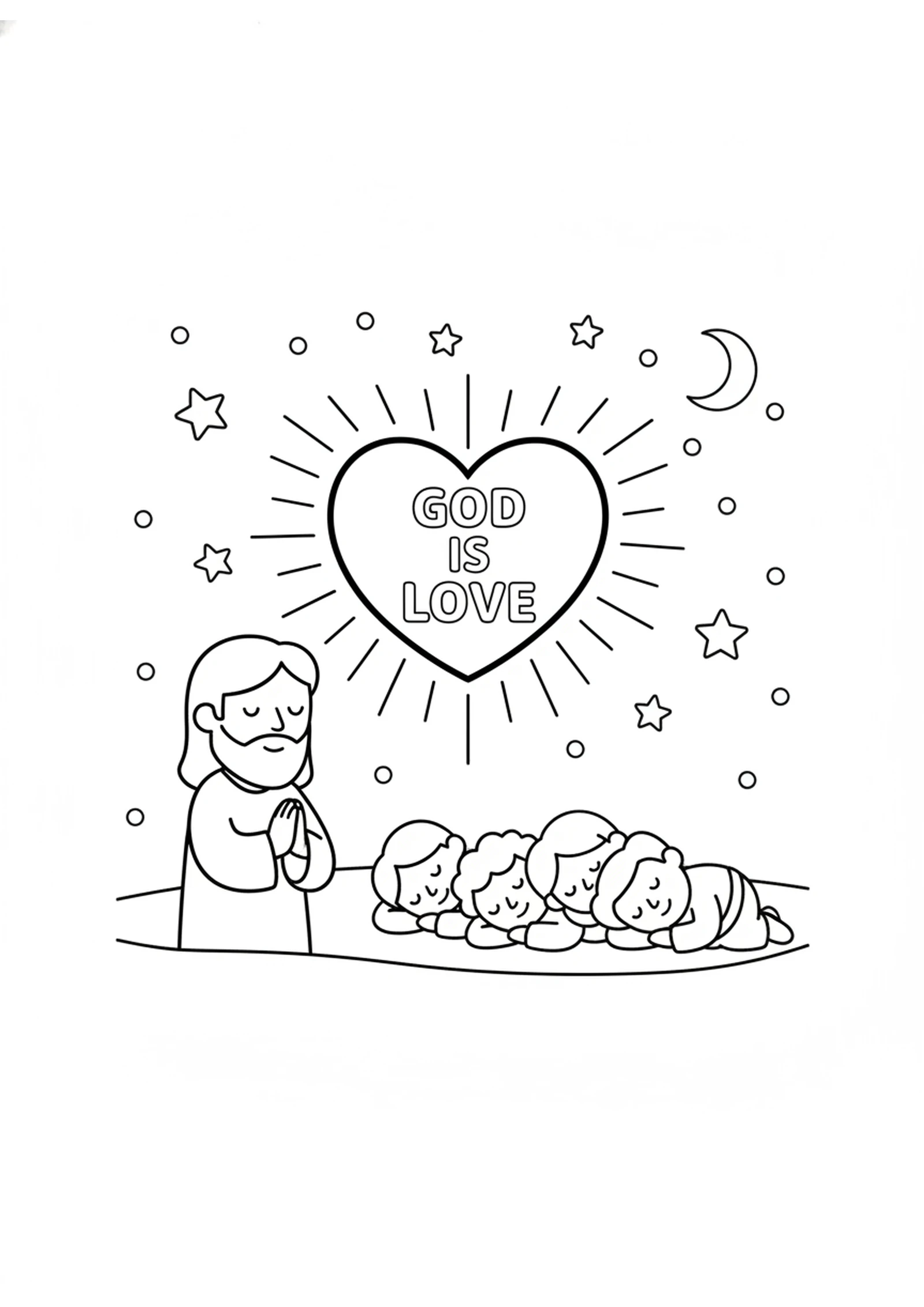 A Heart Full of Prayer — printable Bible coloring page from The Night Jesus Prayed for You