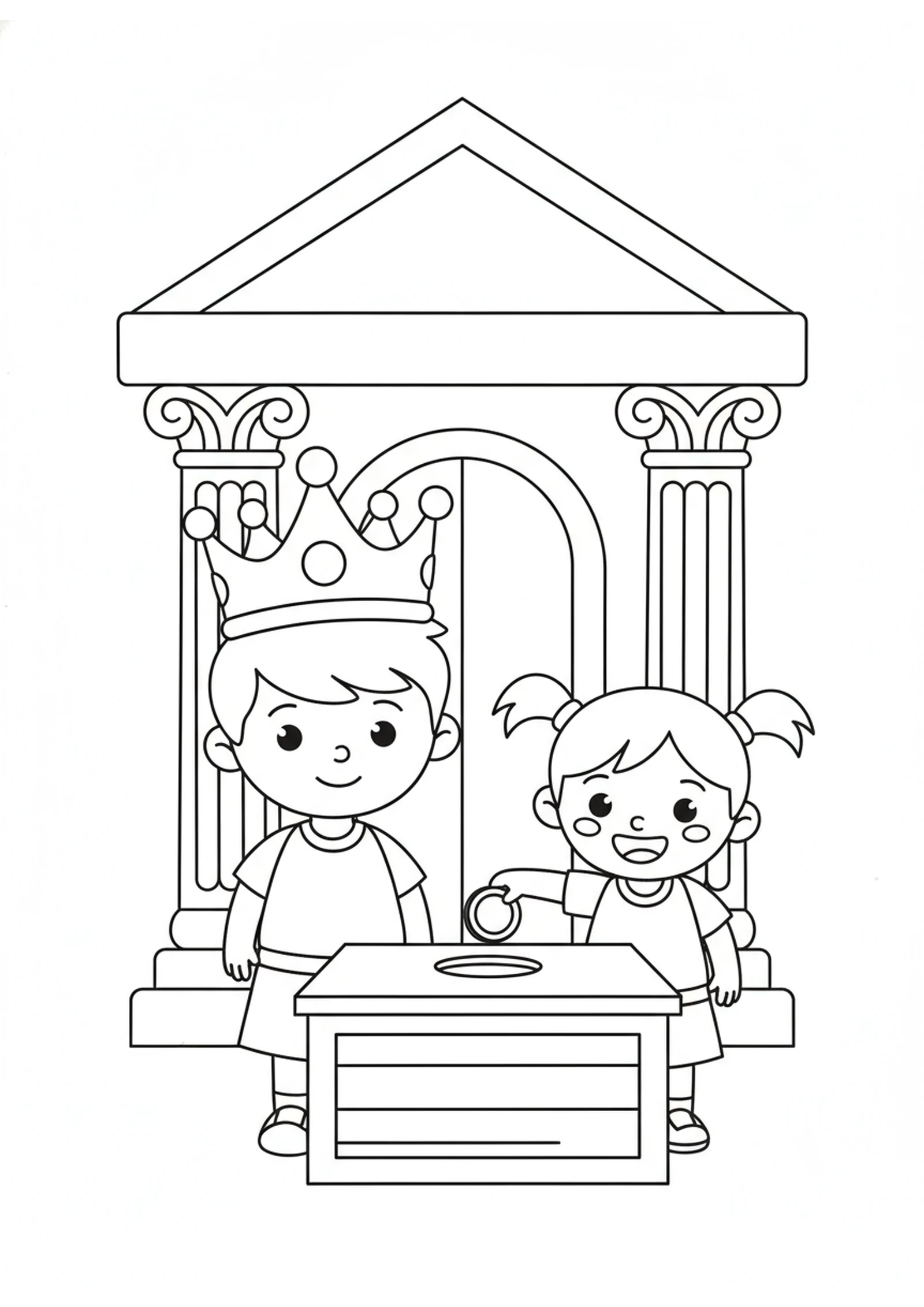 The Boy King and the Offering Chest — printable Bible coloring page from Joash, the Boy King — and the Offering Chest