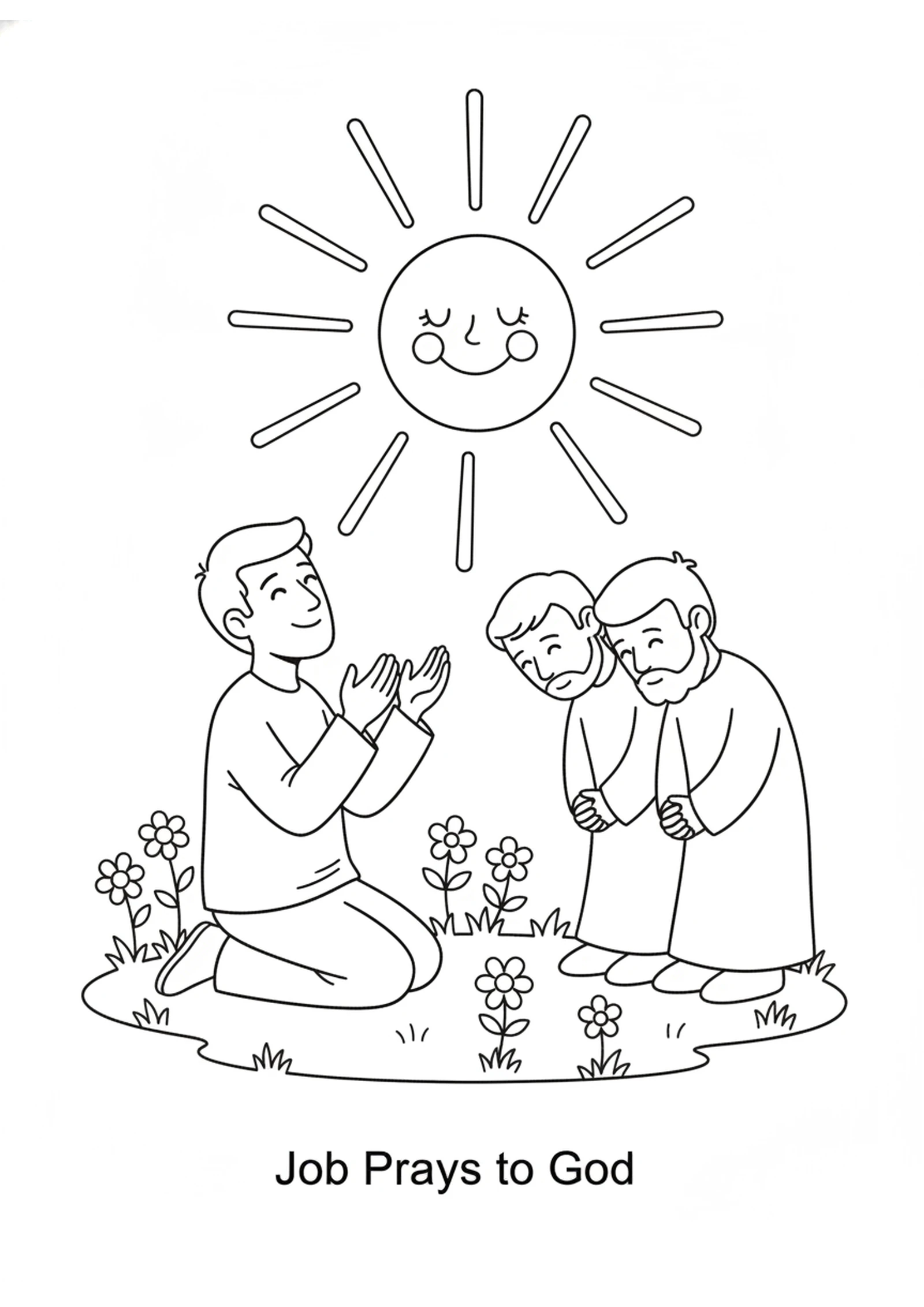 Job Prays for His Friends — printable Bible coloring page from Job Prays for His Friends