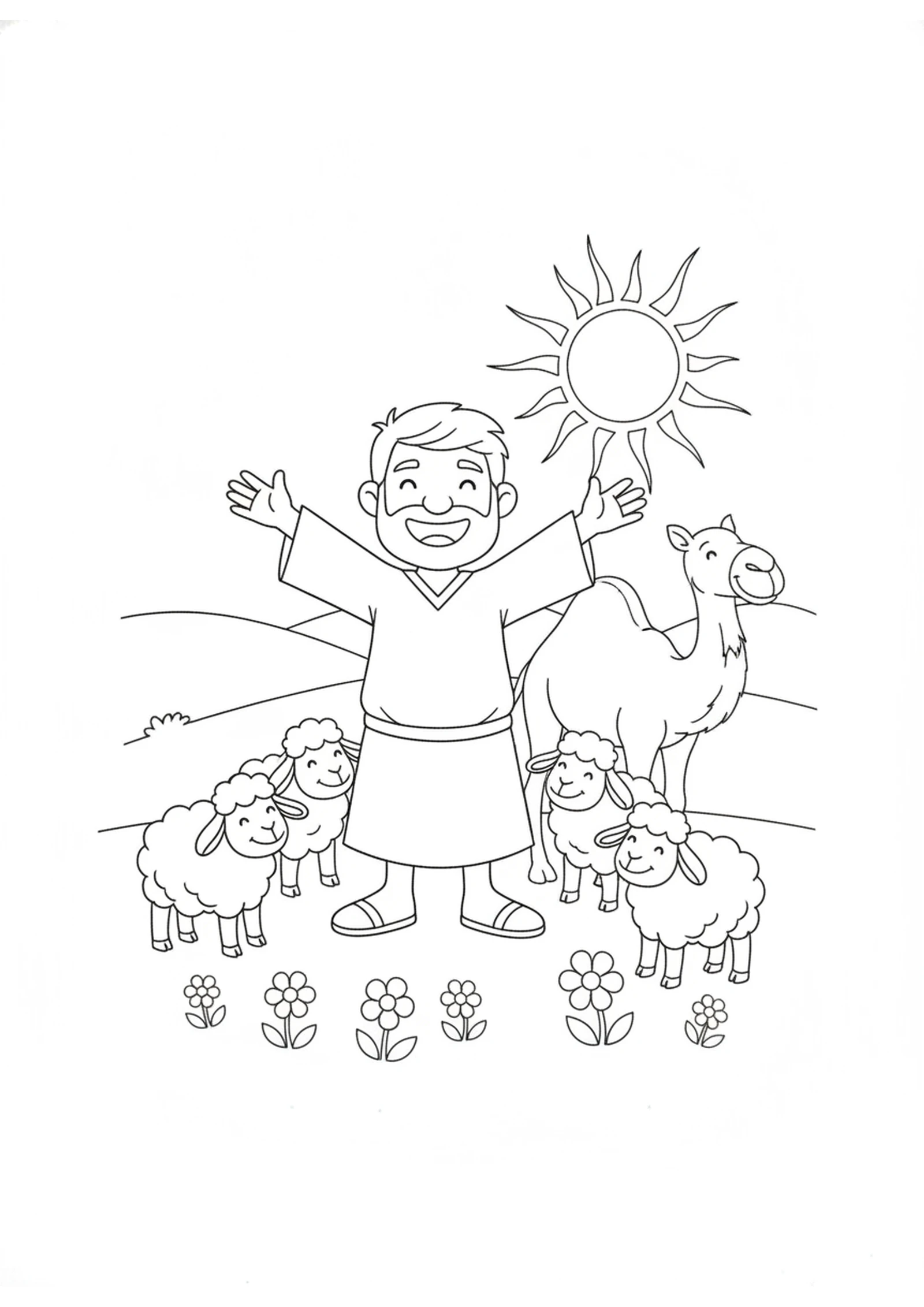 God Blesses Job Again — printable Bible coloring page from Job Prays for His Friends