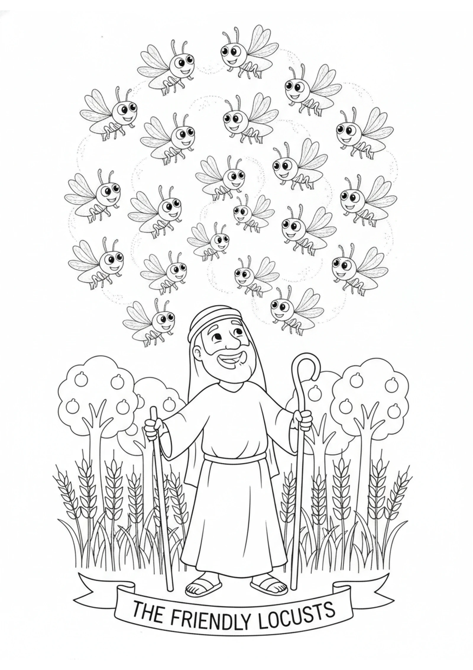 The Cloud of Locusts — printable Bible coloring page from Joel — The Locusts and the Promise