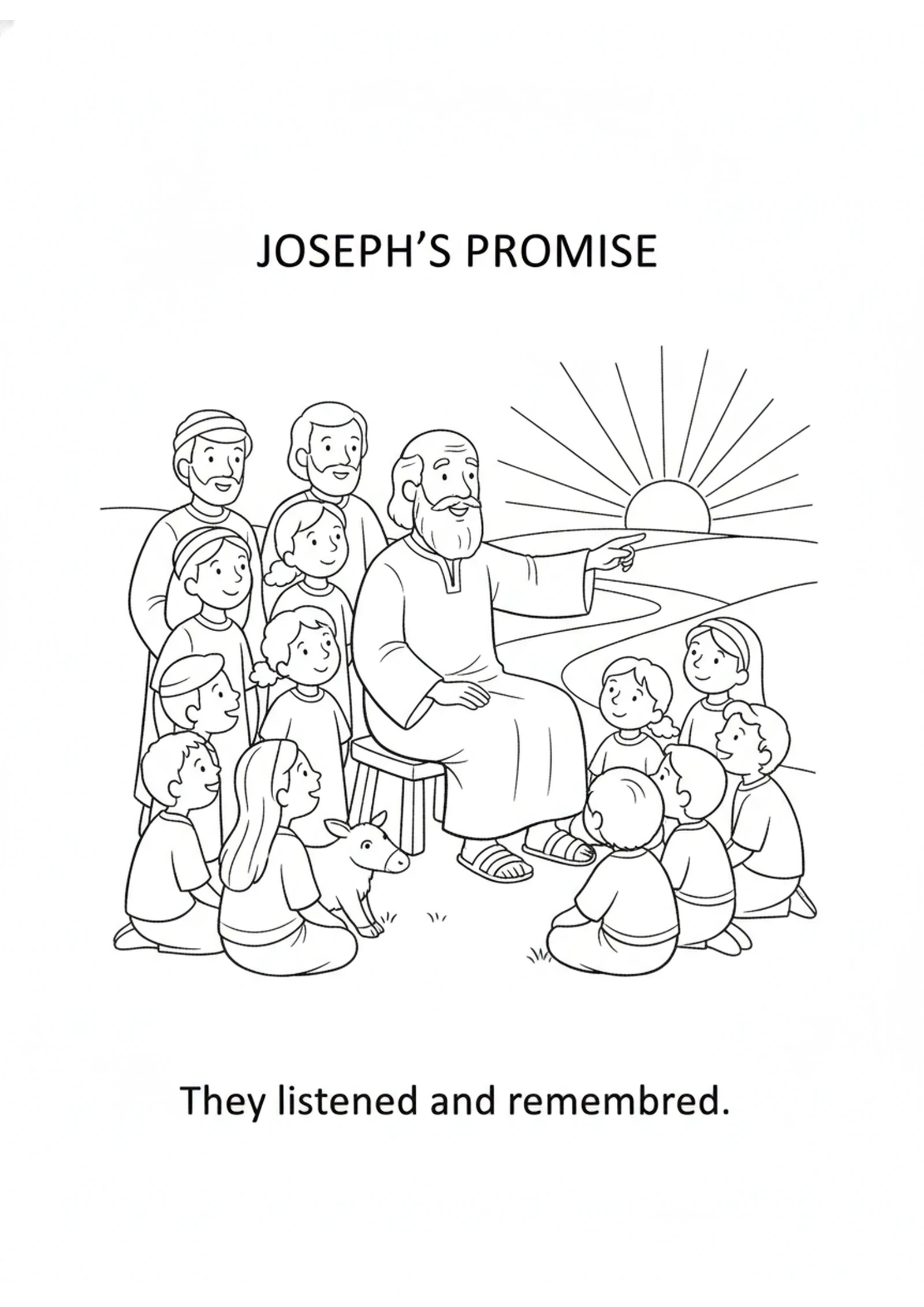 Joseph's Last Promise — printable Bible coloring page from Joseph’s Bones — A Promise Kept