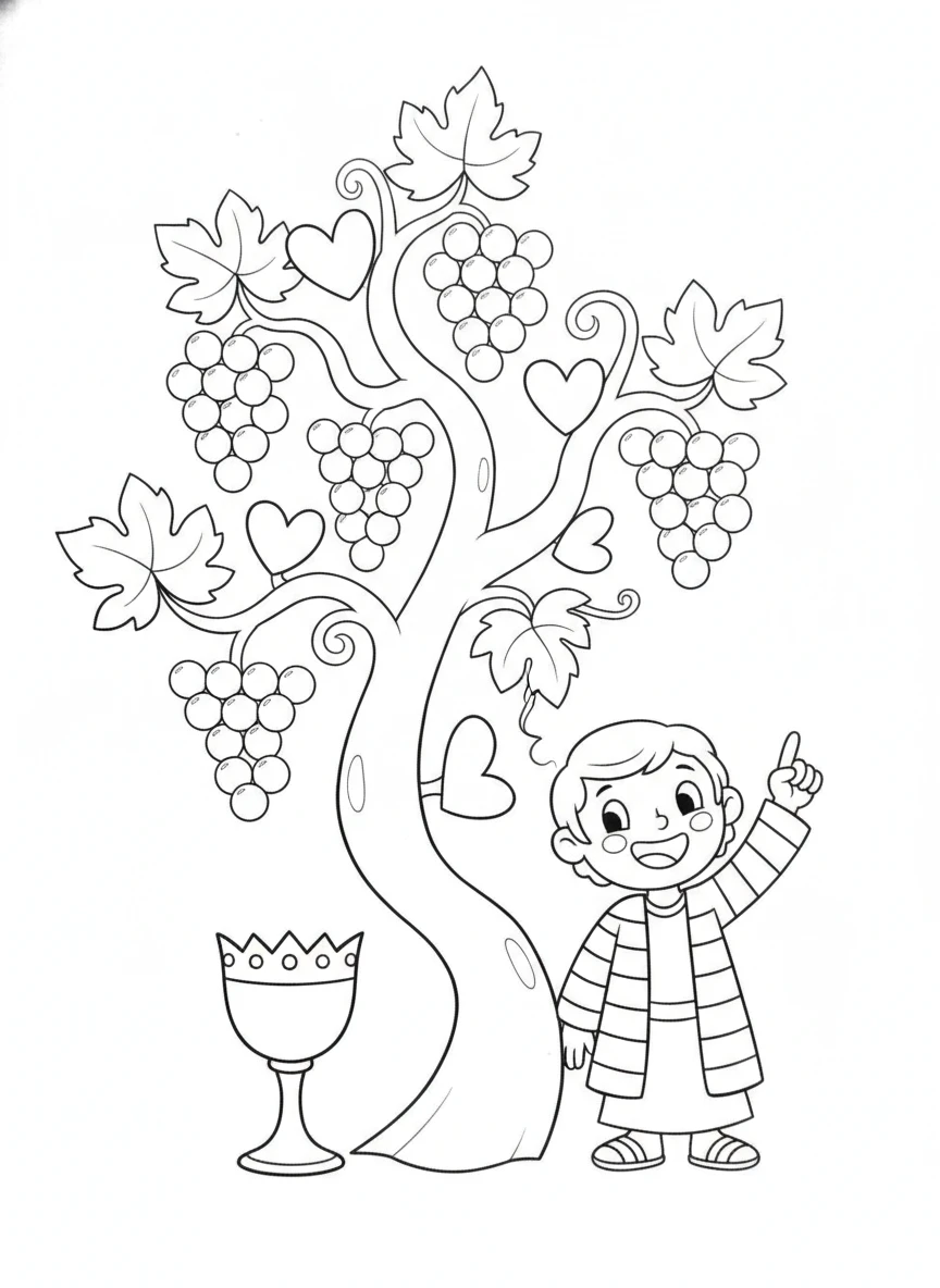 The Cupbearer's Dream — printable Bible coloring page from Joseph in Prison — God Is Still with Joseph