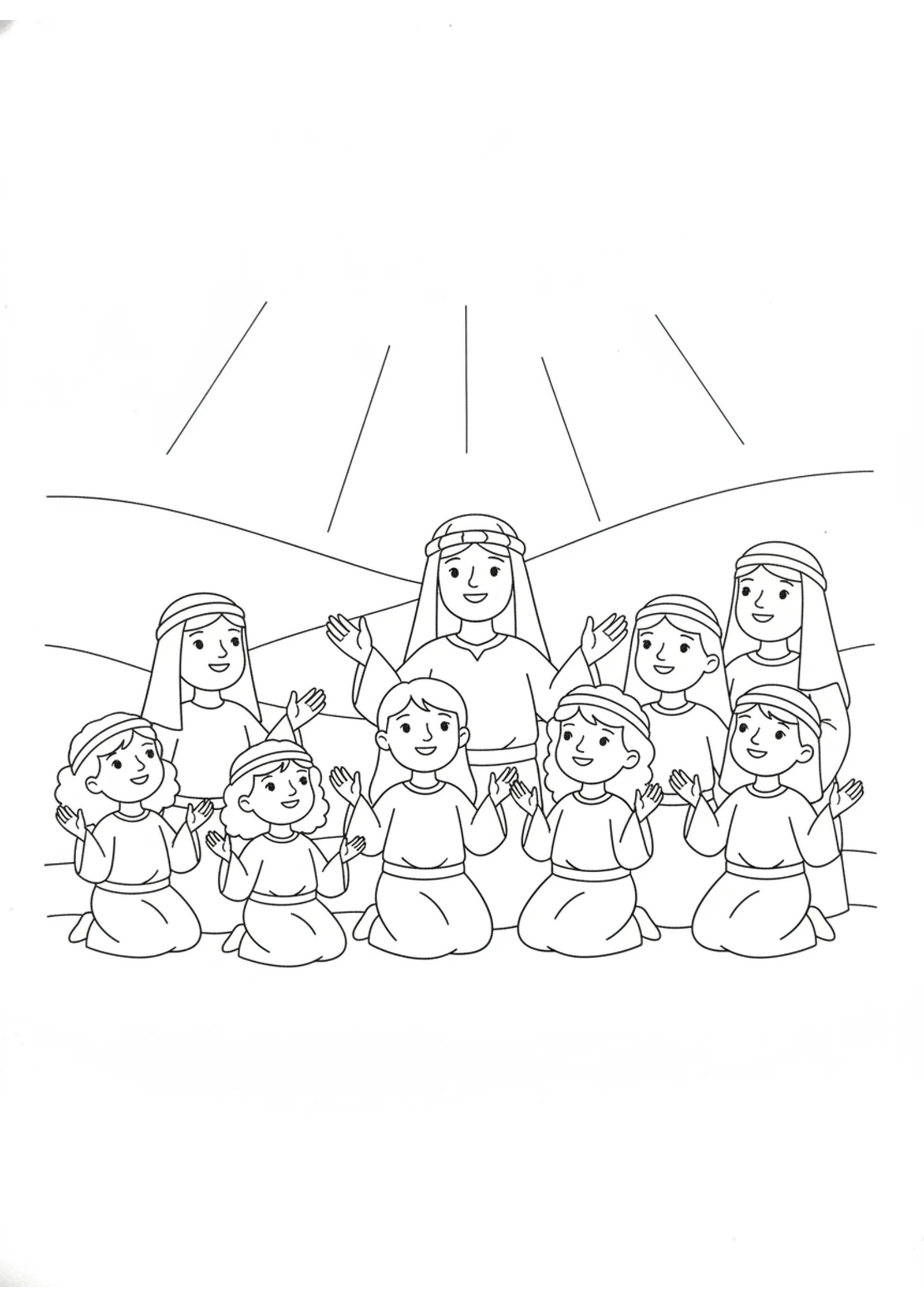 The People Cry Out to God — printable Bible coloring page from Israel Forgets God — The Judges Cycle