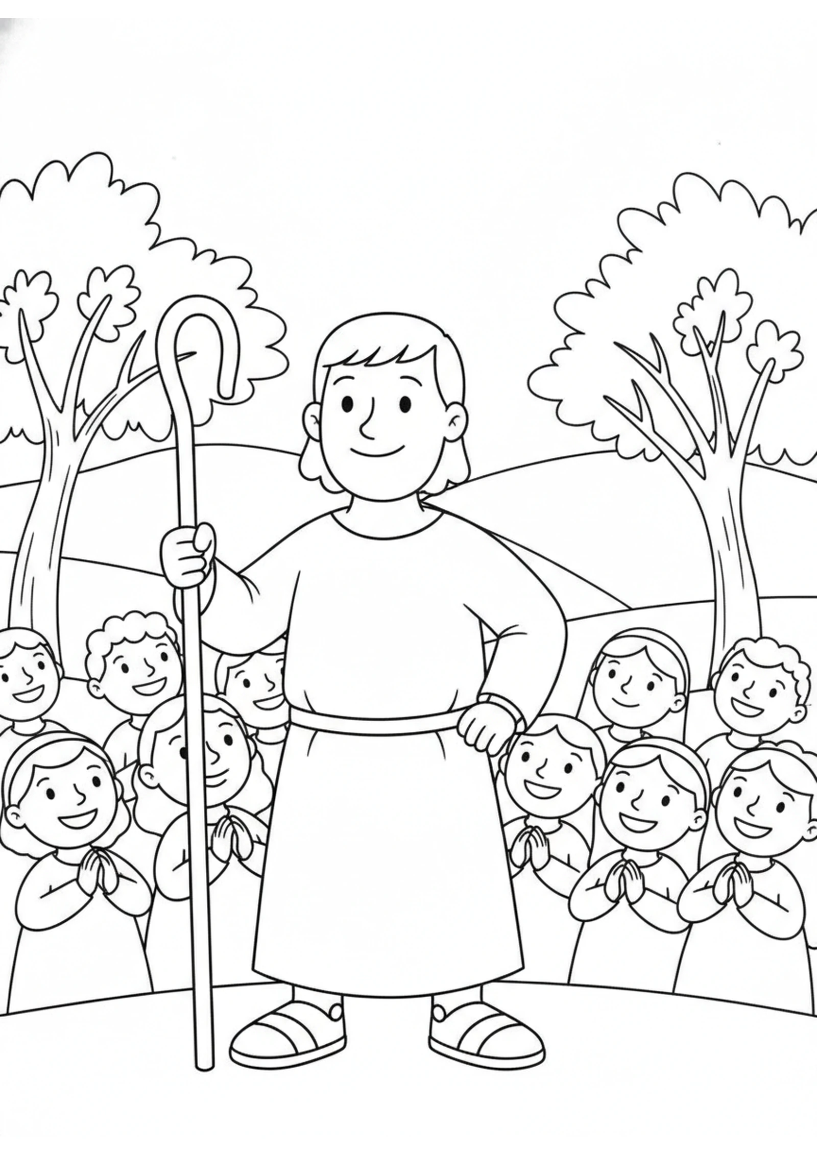 God Sends a Brave Judge — printable Bible coloring page from Israel Forgets God — The Judges Cycle