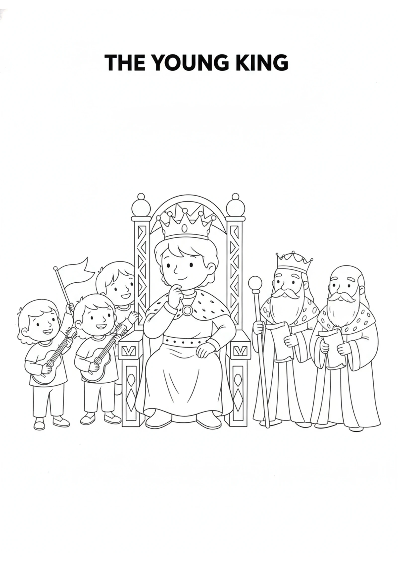 The Young King Decides — printable Bible coloring page from The Kingdom Divides — and the Golden Calves