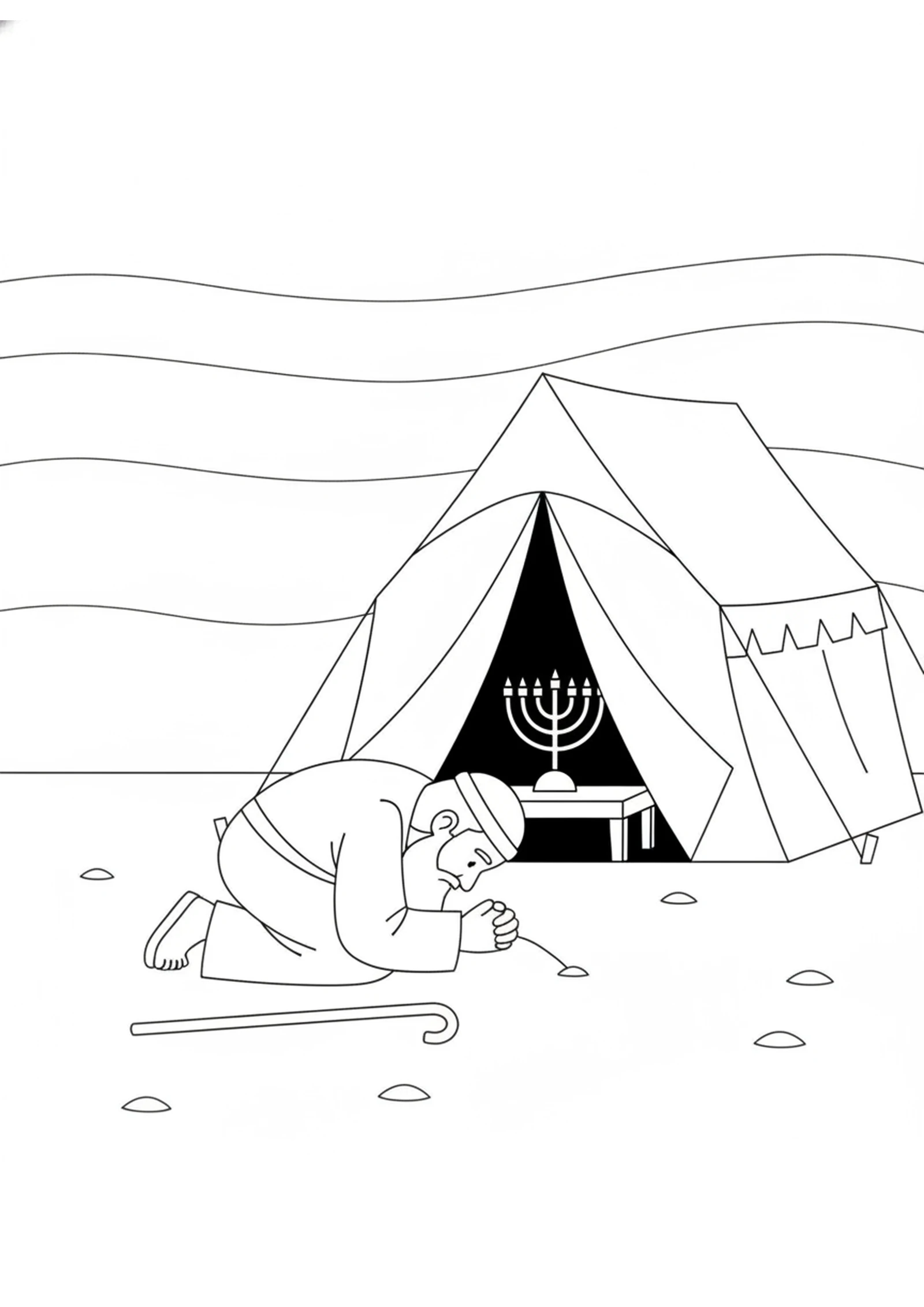 Moses Prays to God — printable Bible coloring page from Korah’s Rebellion