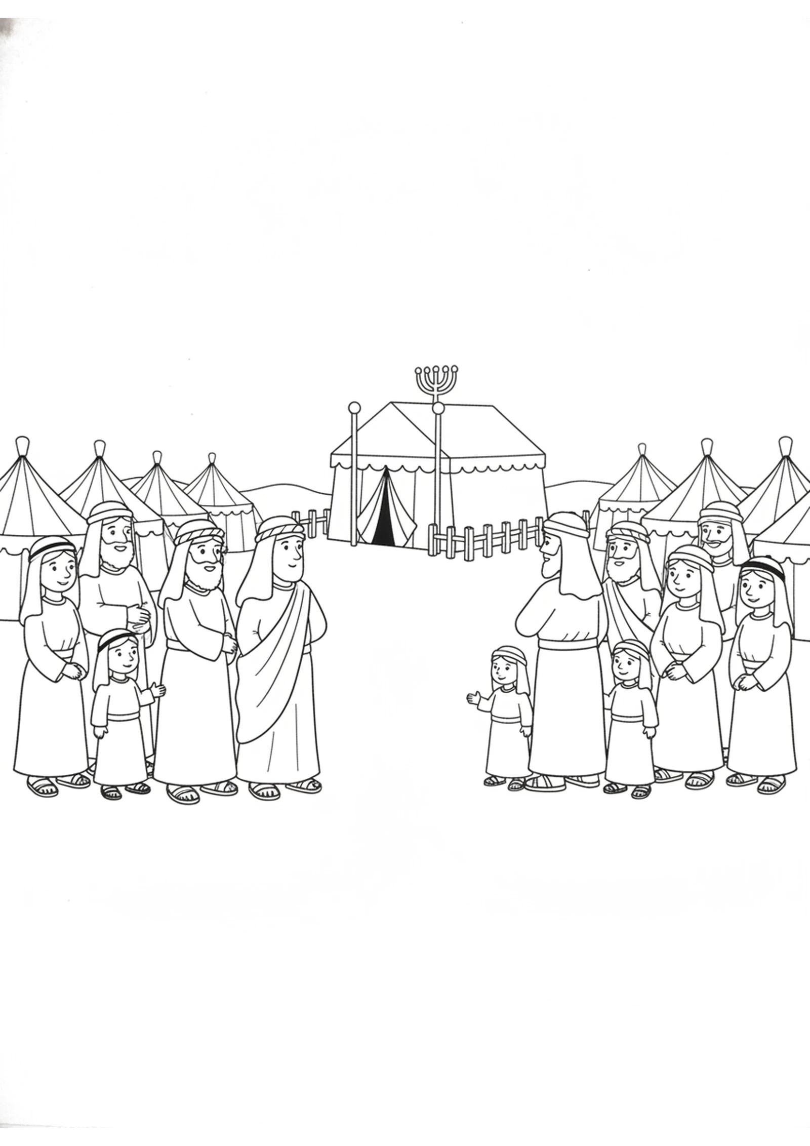 The People Watch and Wonder — printable Bible coloring page from Korah’s Rebellion