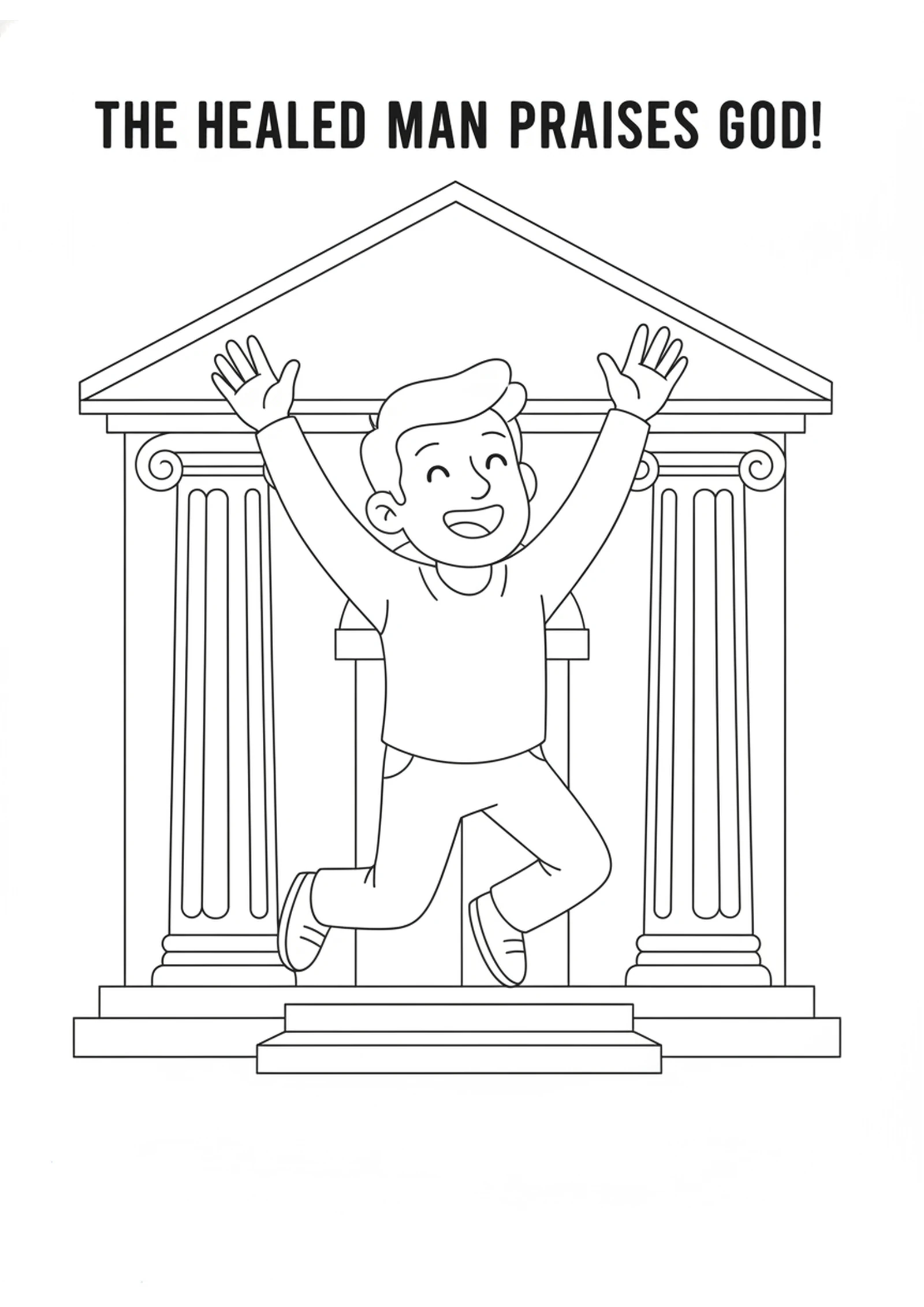 Leaping for Joy — printable Bible coloring page from Peter Heals the Lame Beggar