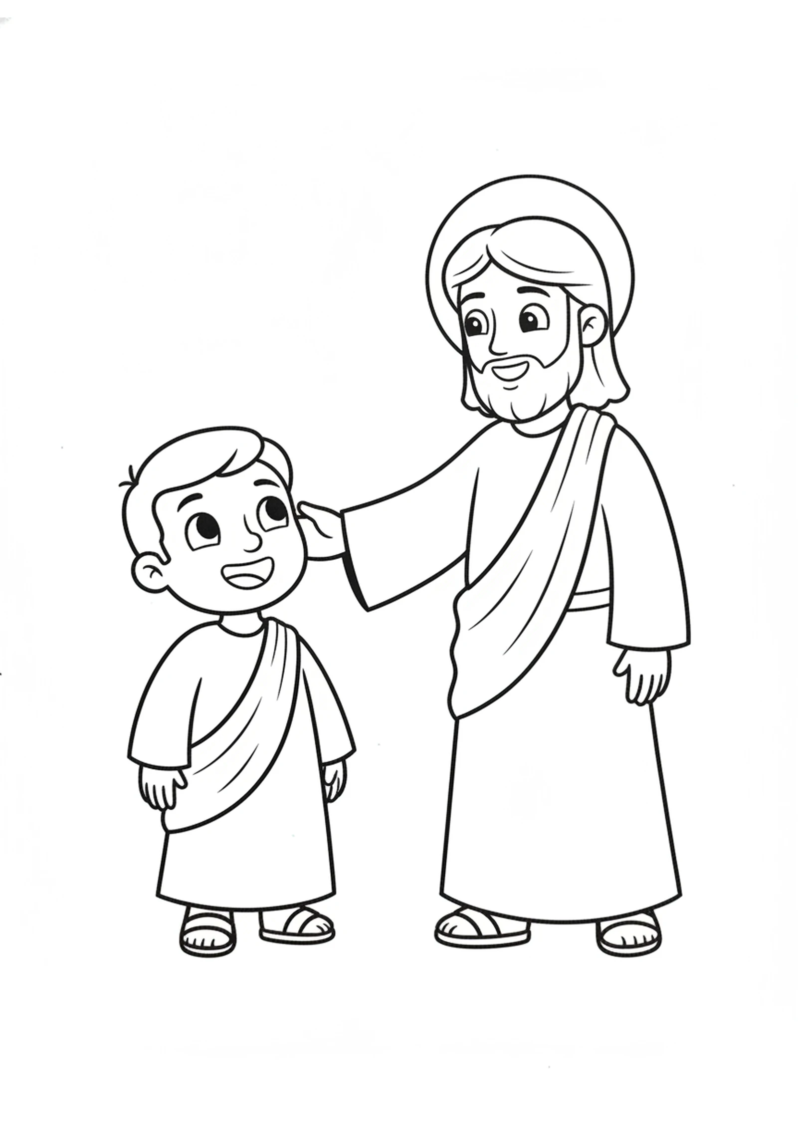 Jesus Reaches Out His Hand — printable Bible coloring page from Healing a Man with Leprosy