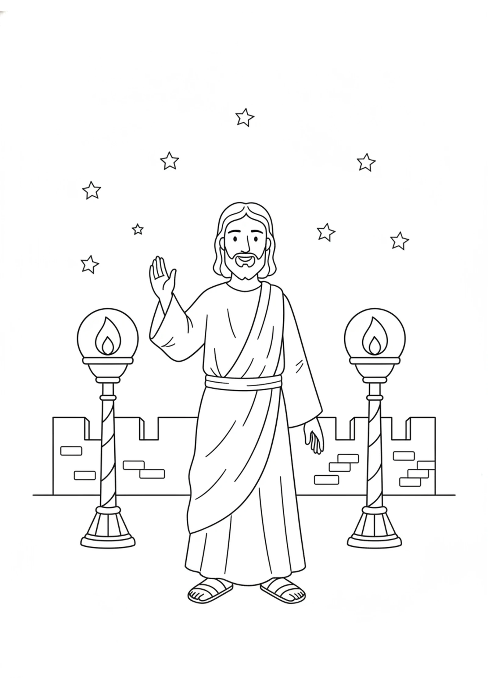 Jesus, the Light of the World — printable Bible coloring page from I Am the Light of the World