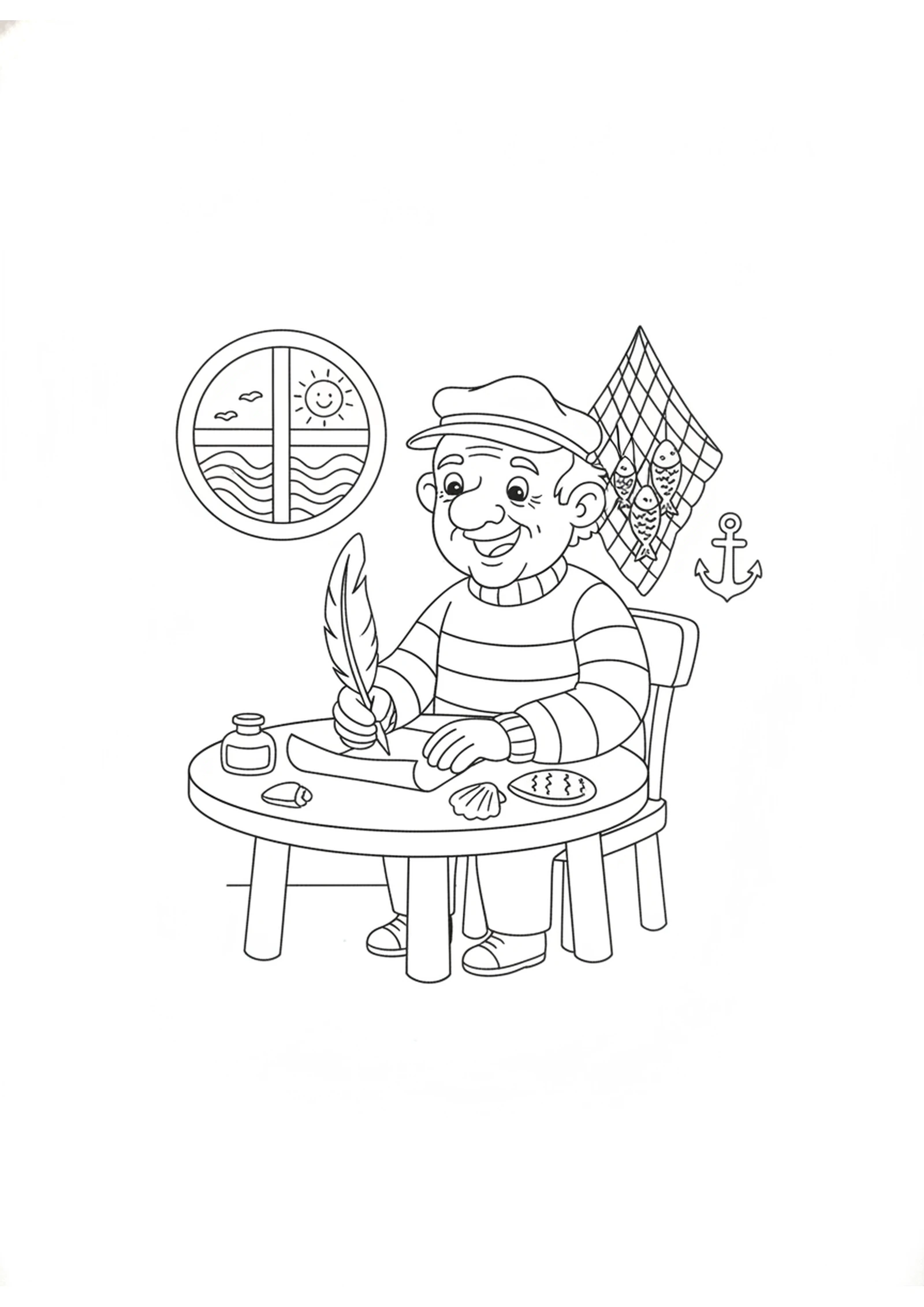 Peter Writes His Letter — printable Bible coloring page from Living Stones