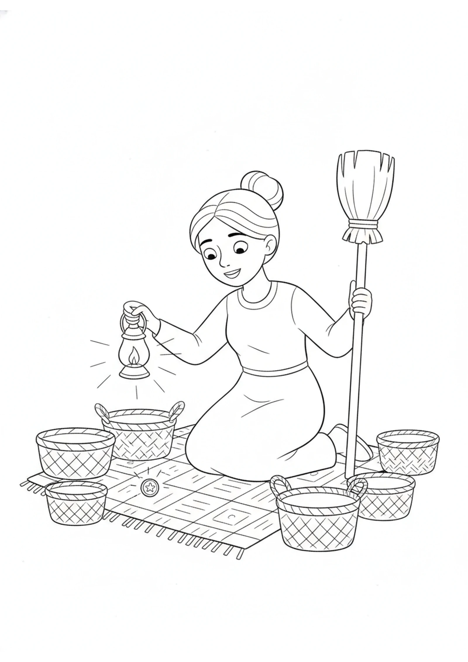 Searching by Lamplight — printable Bible coloring page from The Lost Coin