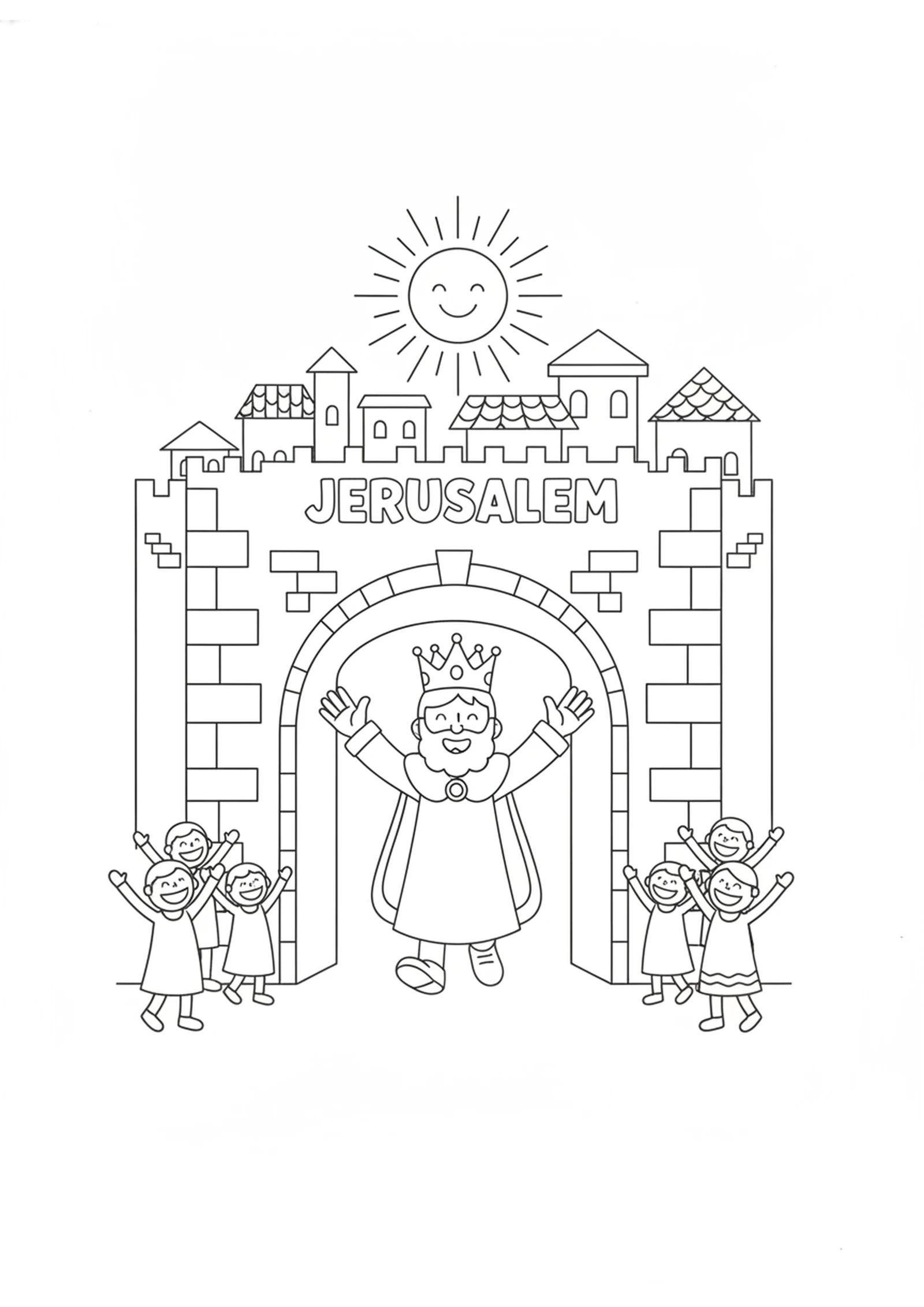 The King Comes Home — printable Bible coloring page from Manasseh — The Worst King Comes Home