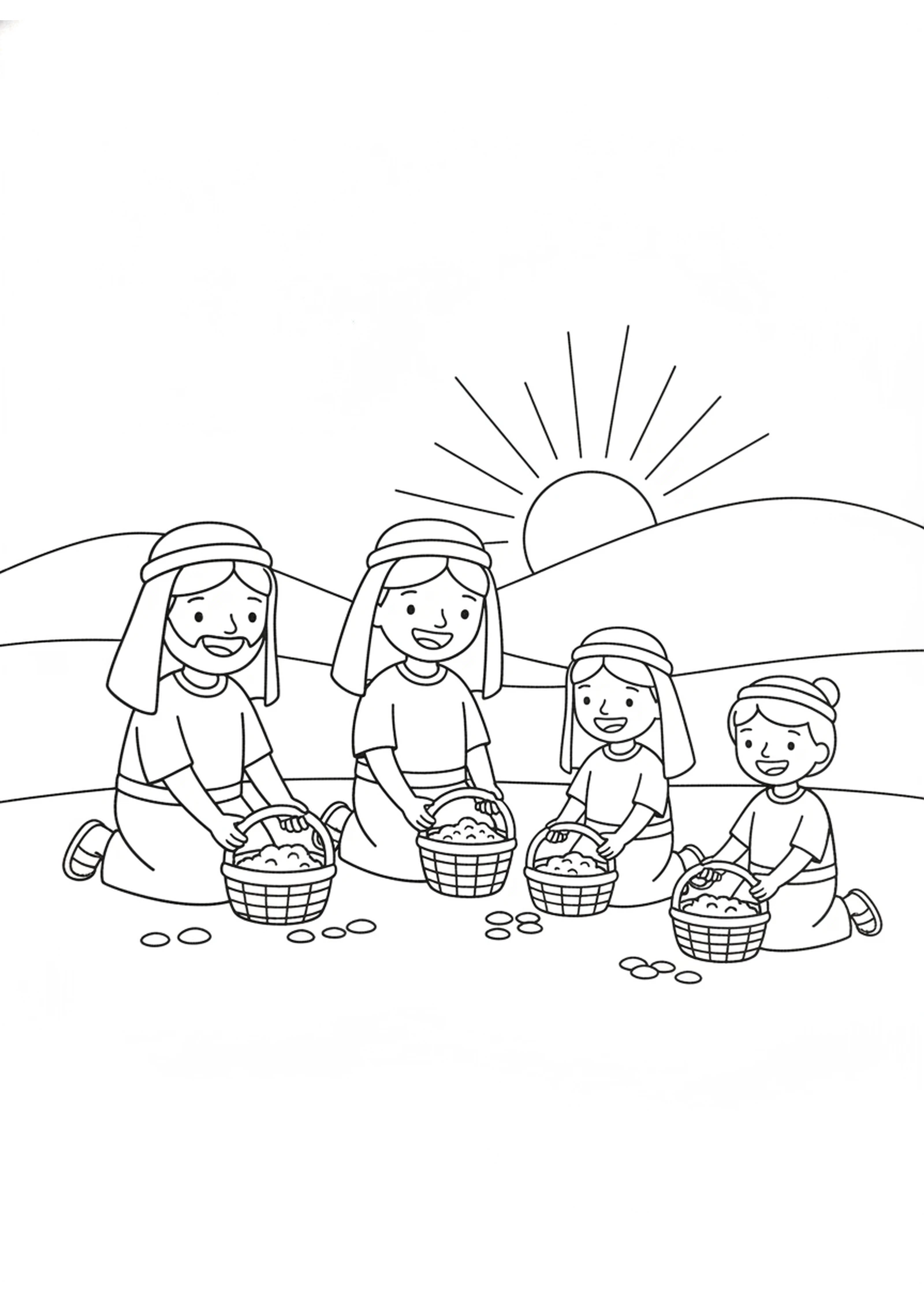 Bread from Heaven — printable Bible coloring page from Manna and Quail from Heaven